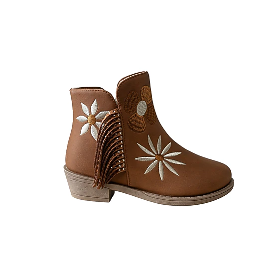 Pixie Bloom Toddler Girls Fringe Embroidered Rhinestone Boots