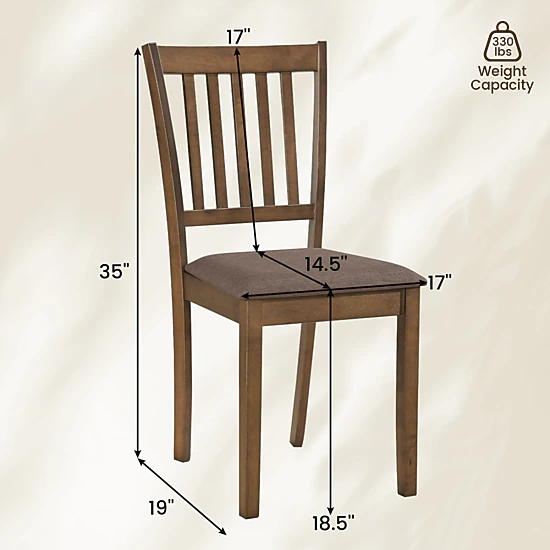 SUGIFT Set of 4 Wooden Upholstered Dining Chairs with Rubber Wood Frame 330-lb Capacity Brown/Black