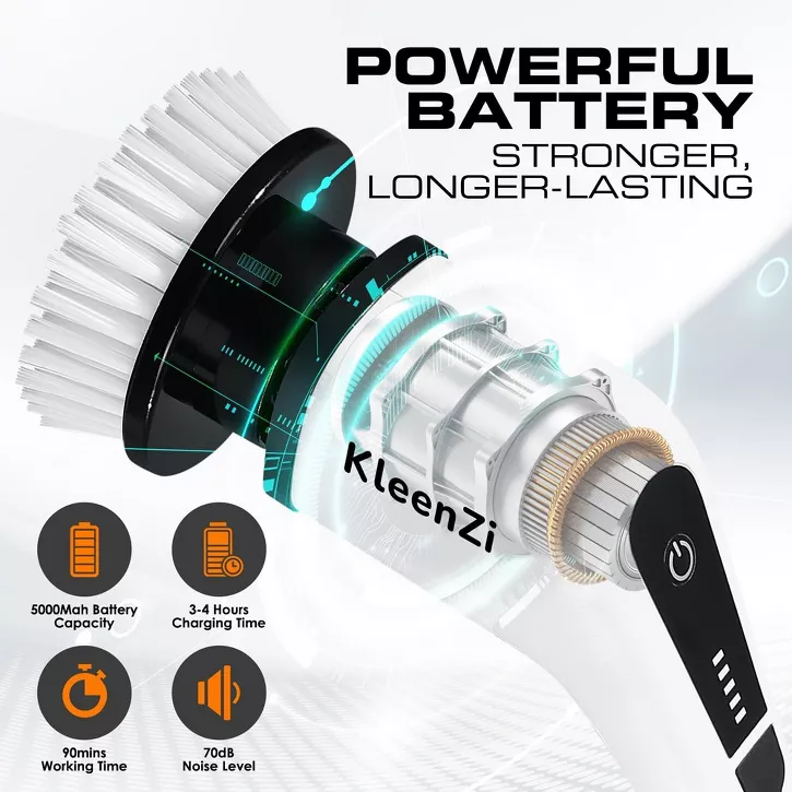 Luminuxe Electric Spin Scrubber Cleaning Brush 8 In 1 Shower Scrubber Adjustable Handle. For Windows, Bathrooms, Cars