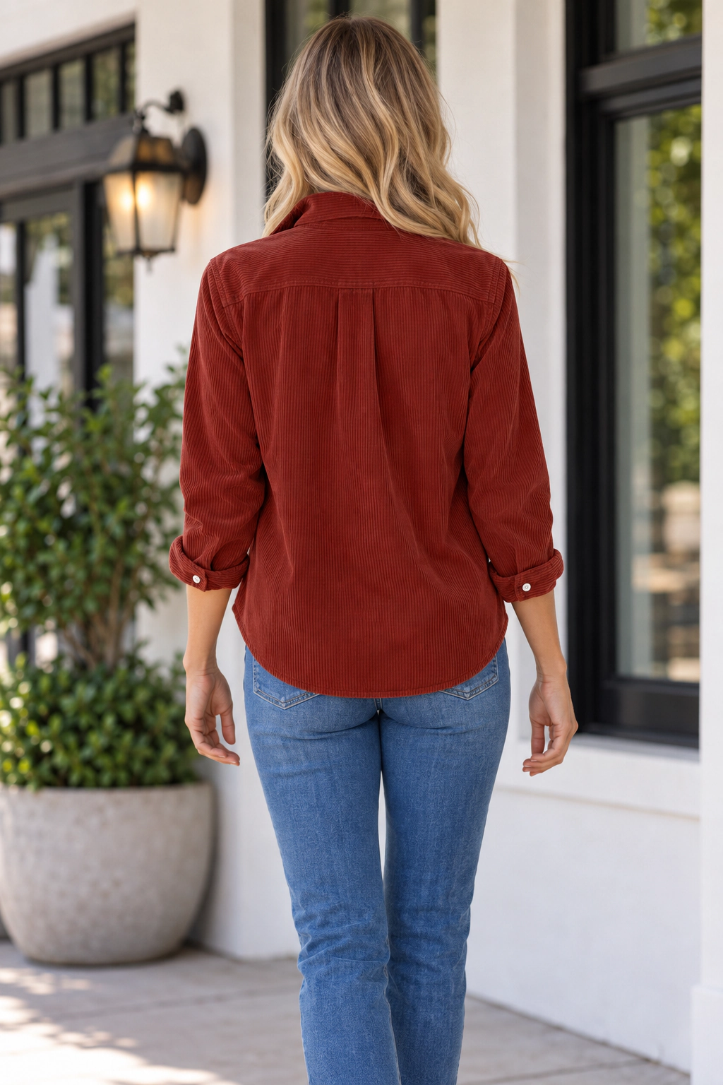 Threaded Pear Women's Roselyn Sleeve Corduroy Shirt Long Top