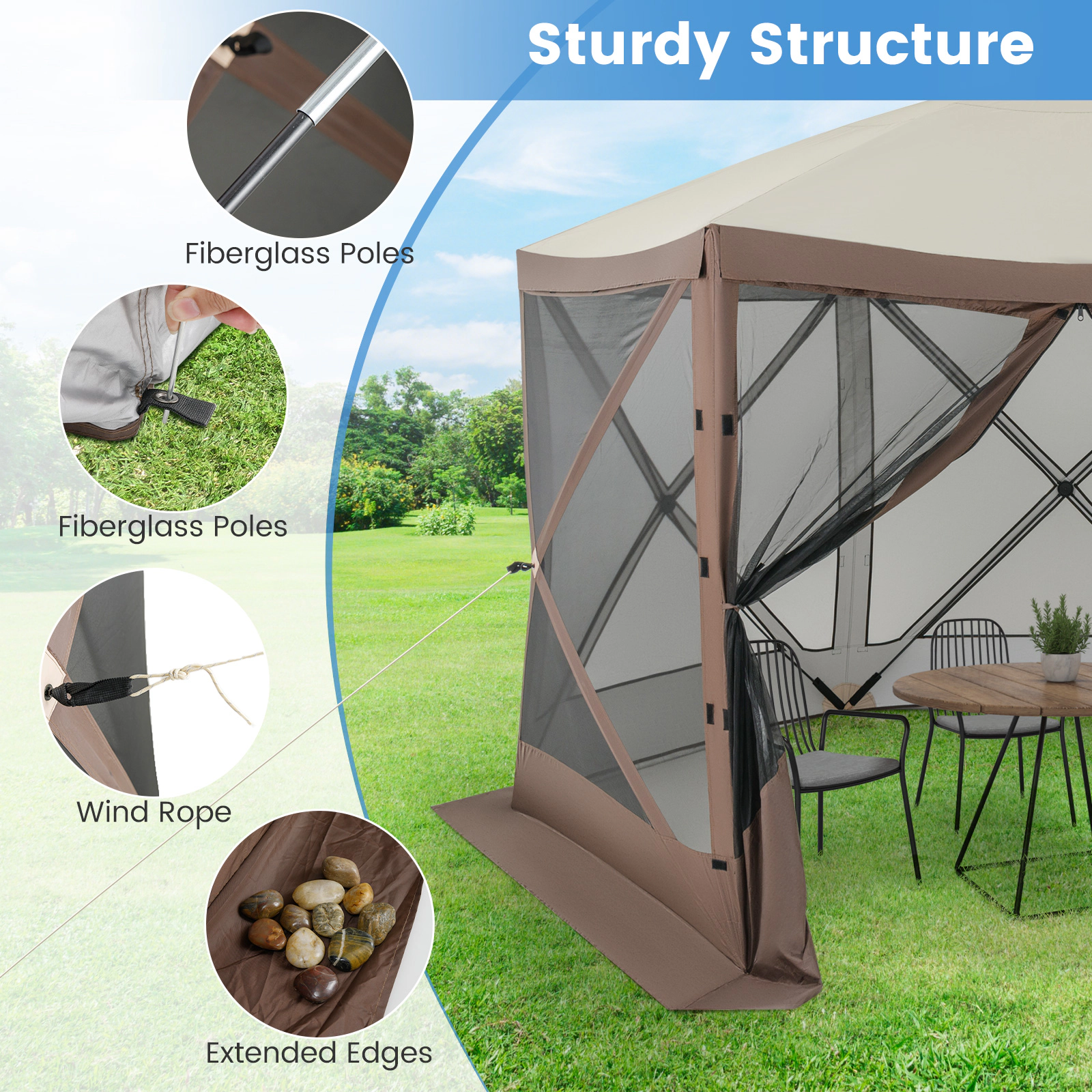 Hivvago Instant Pop Up Gazebo Screen Tent with Mesh Enclosure