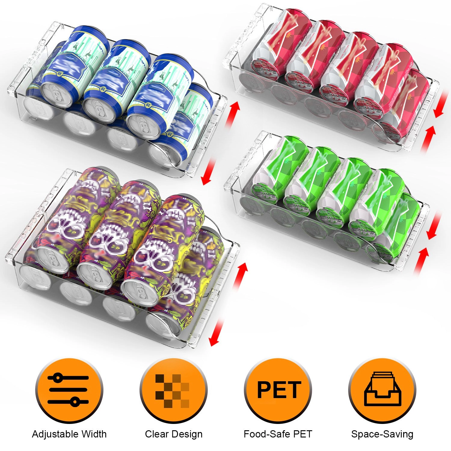 GBruno 4-Piece Adjustable Soda Can Organizer