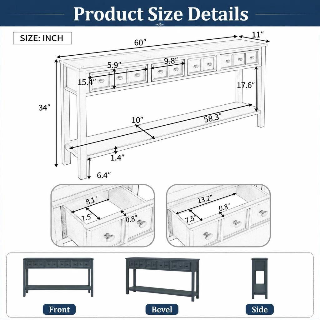 GOODSILO Narrow Solid Wood Long Console Table