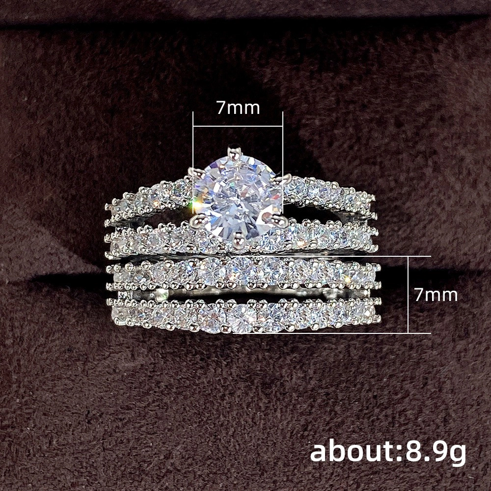 14K Gold Plated Oval Cut Cubic Zirconia Bridal Ring Set 2Pcs Stackable Engagement Wedding Band