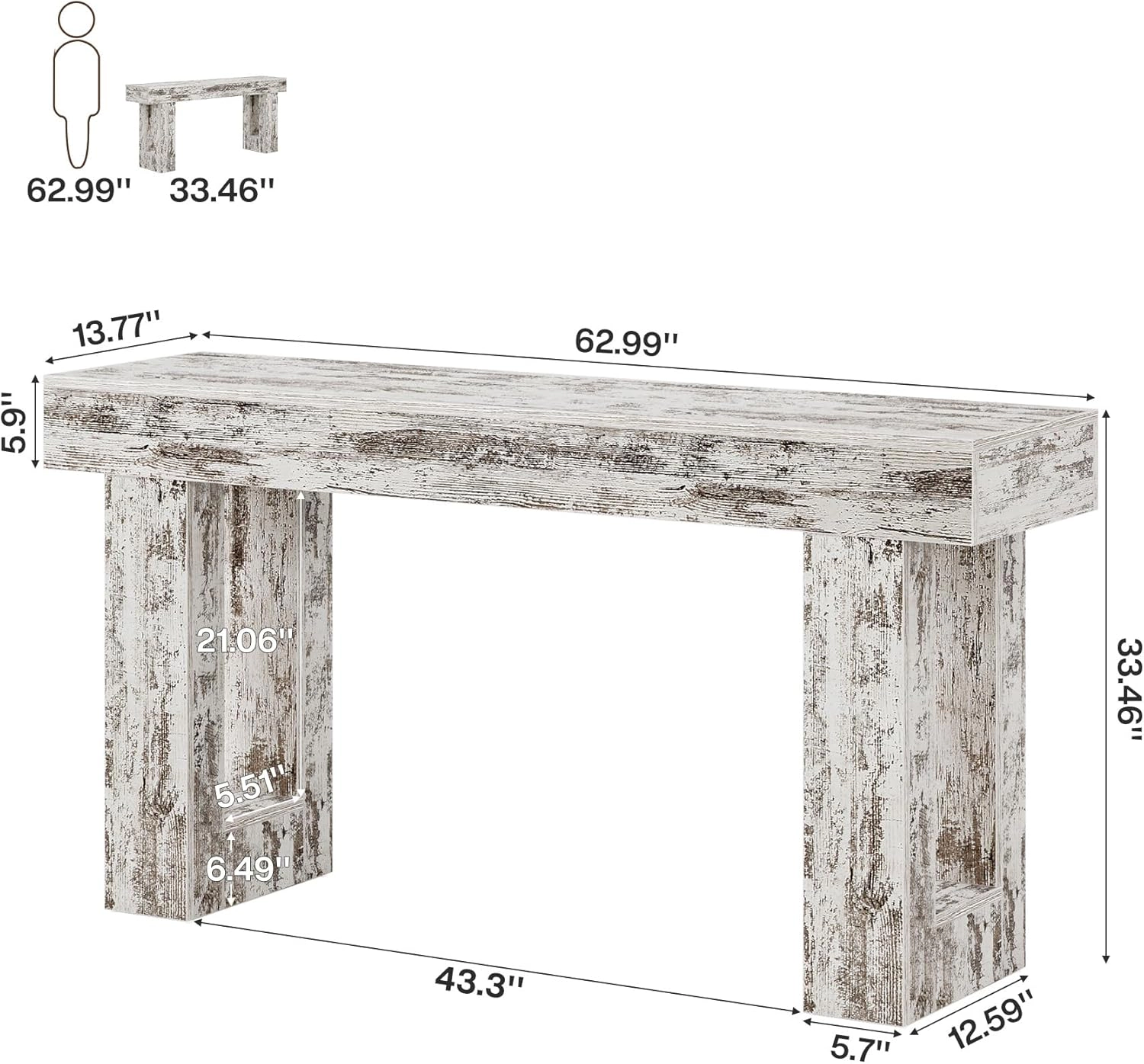 Tribesigns Wooden Sofa Table, 63-Inch Modern Console Table For Living Room