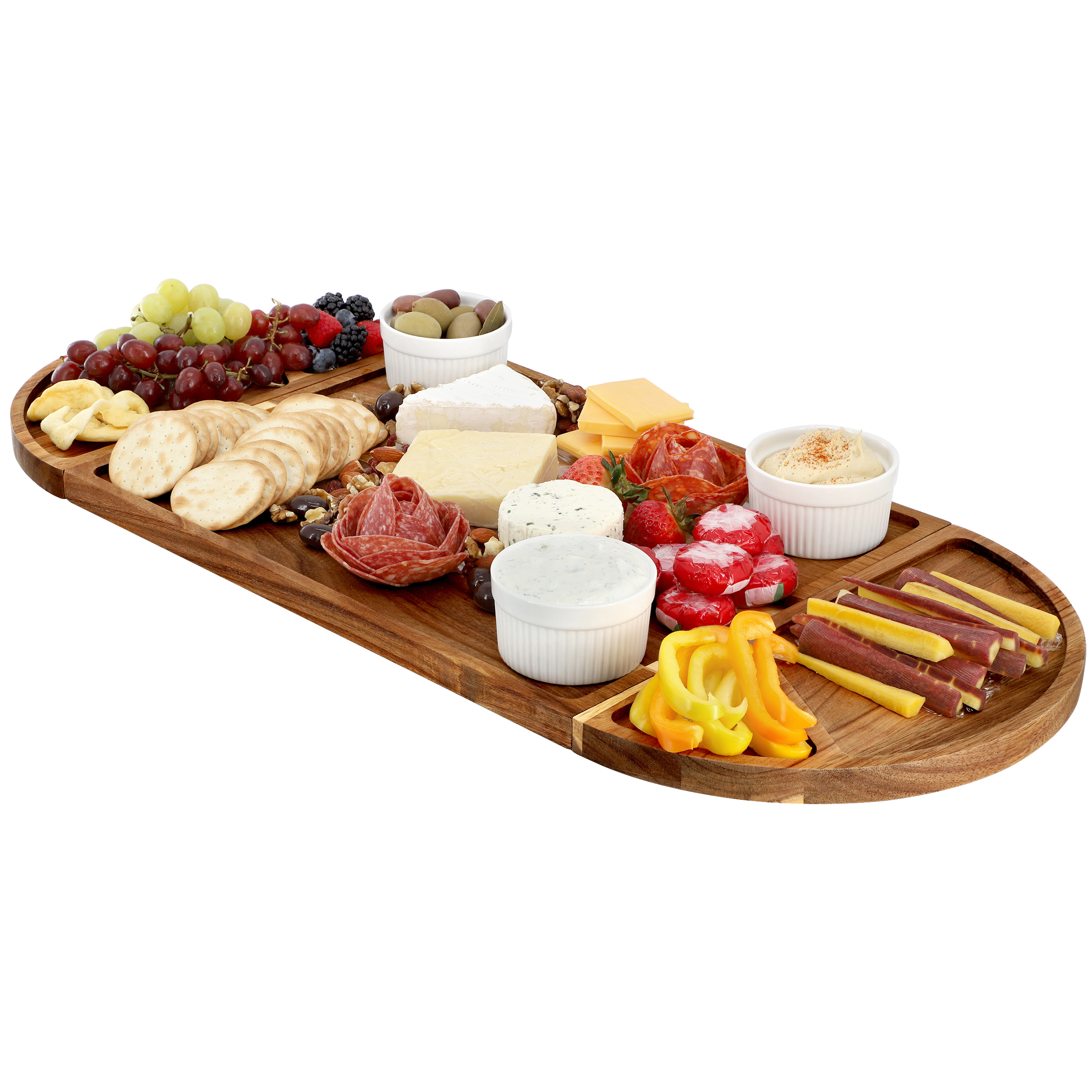 MegaChef 3 Piece Acacia Wood Cutting Board with Maganitized Serving Board Platter