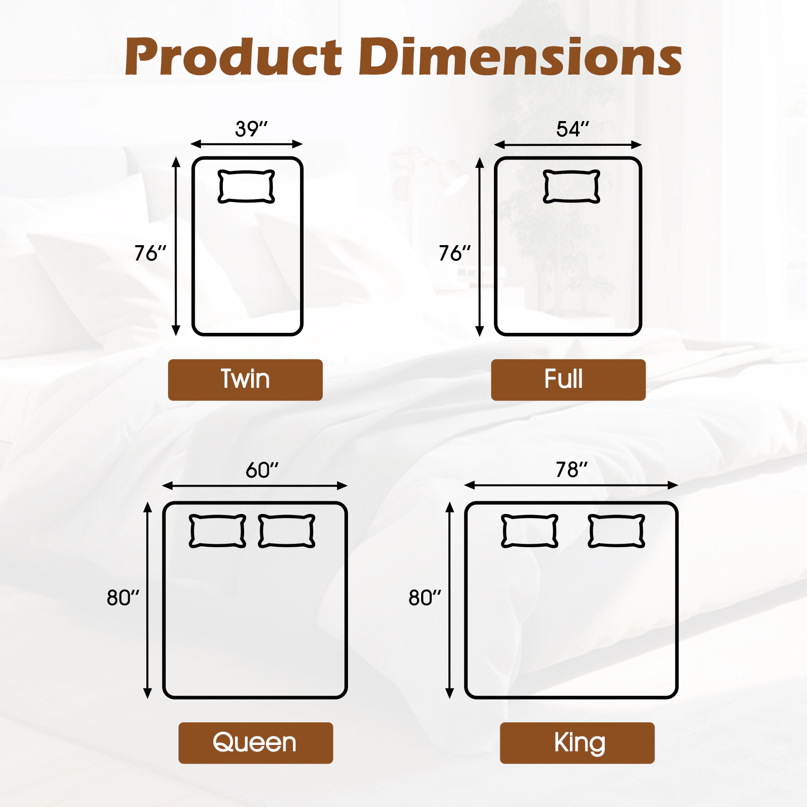 SUGIFT King Size 80-in by 78-in 9-Setting Machine Washable Heated Mattress Pad with Dual Controllers