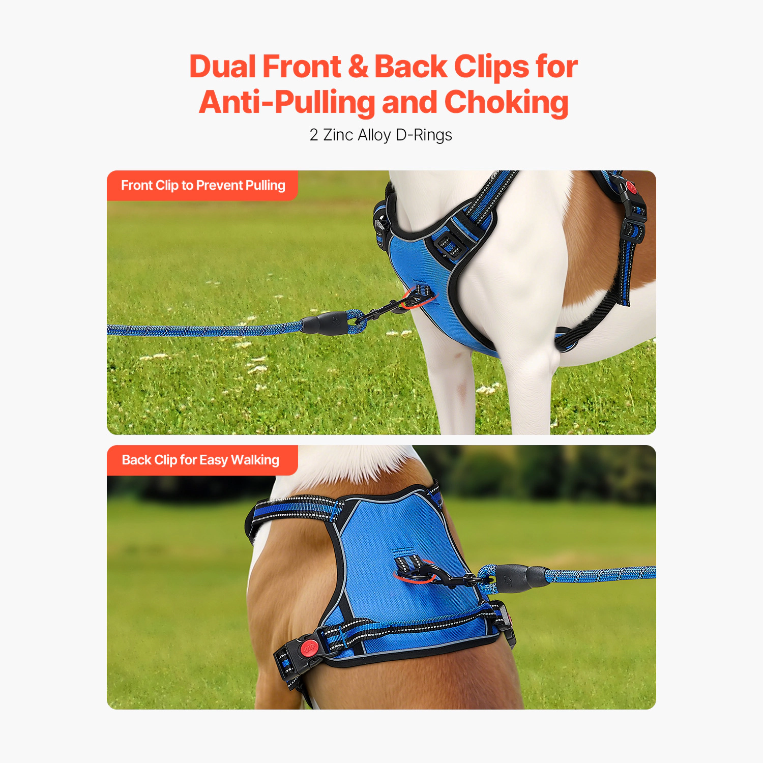 HONGGE Dog Harness for Large Dogs, No Pull Adjustable Pet Vest Harness, with Handle, Metal Rings, Buckles