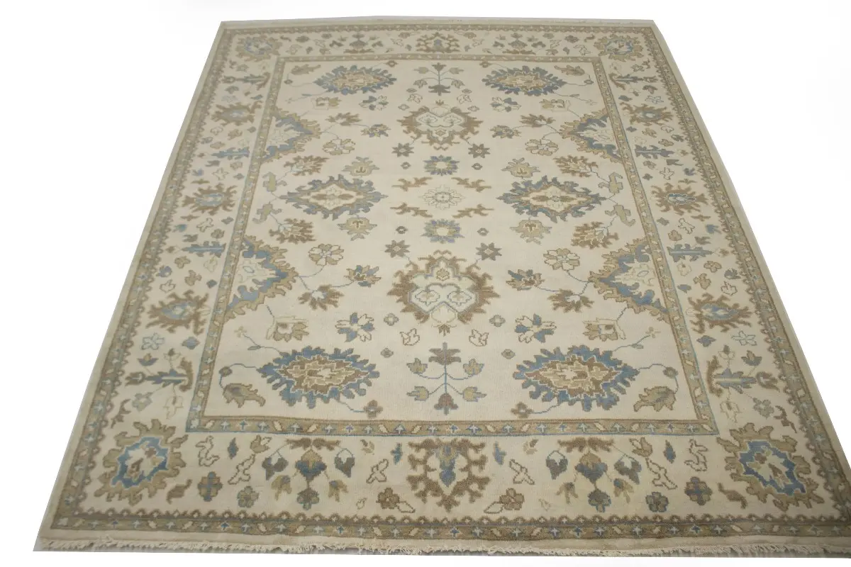 Magic Rugs 9'10 X 8'2 Hand Knotted Oushak Chobi Muted Floral Wool Rug