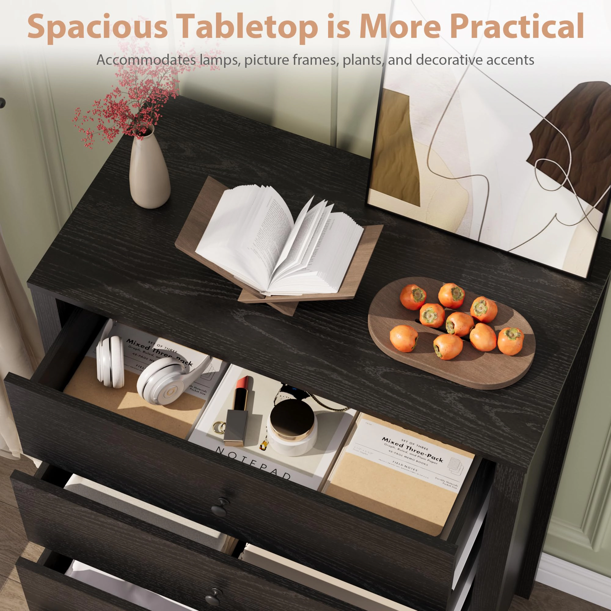 5 Drawer Dresser for Bedroom, Modern Wood Storage Chest with Deep Drawers