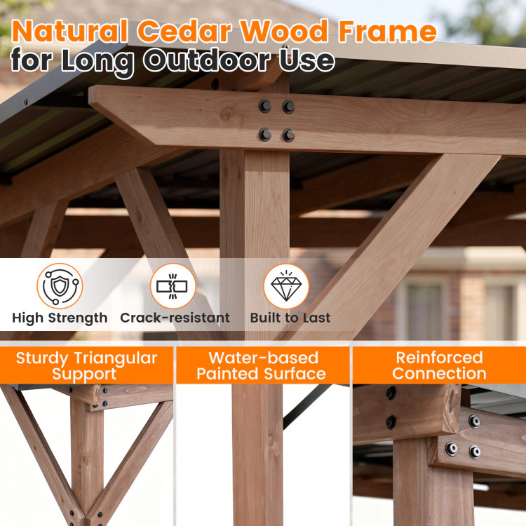 Hivvago Grill Gazebo Cedar Wood Bbq Gazebo With 2 Side Serving Shelves