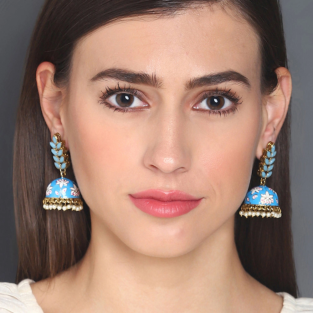 SOHI Women's Floral-Enamel Drop Earrings