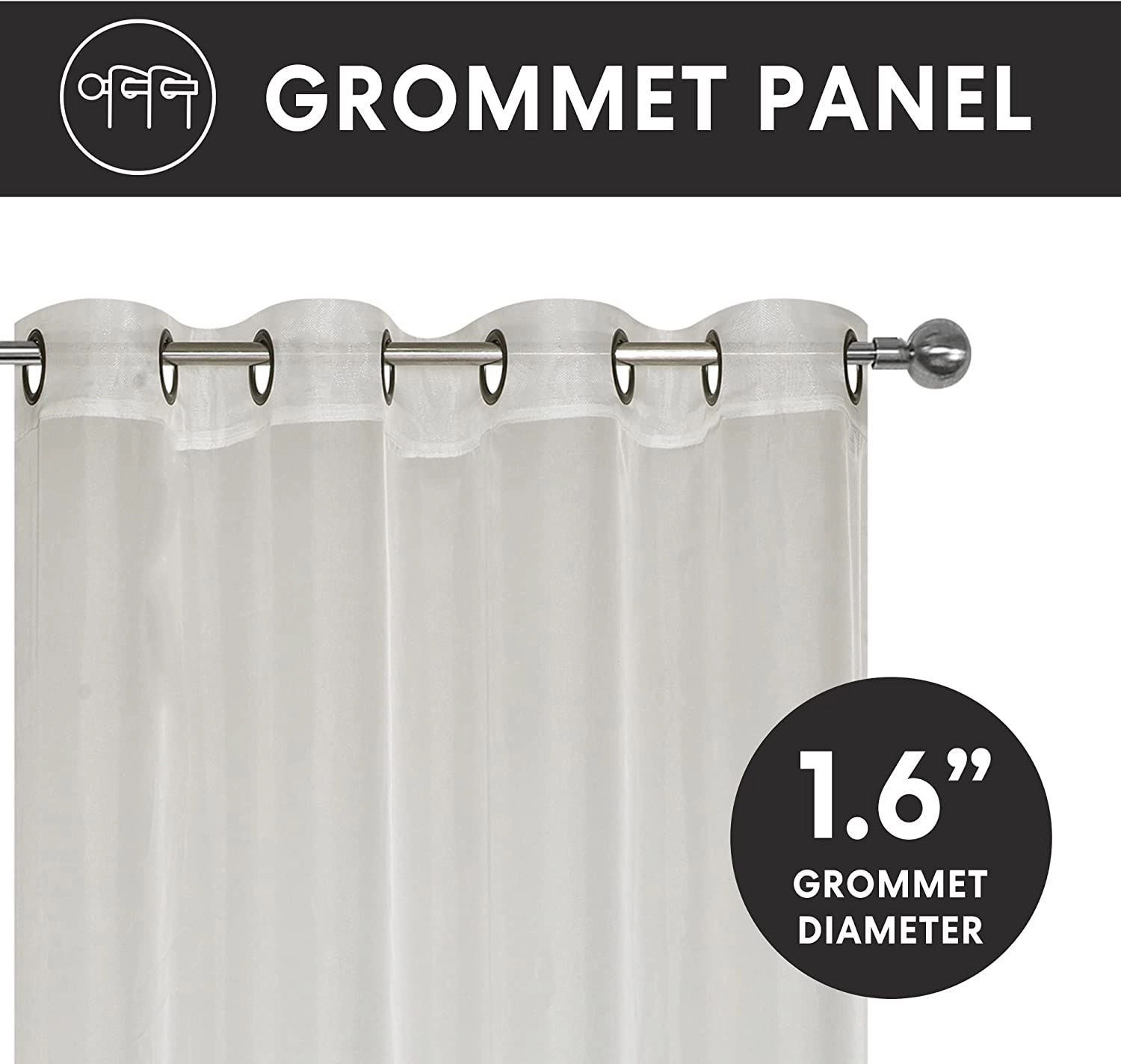 GoodGram Montauk Accents 2 Piece Grommet Top Summery Sheer Voile Window Curtain Panels For Extra Long & Taller Windows