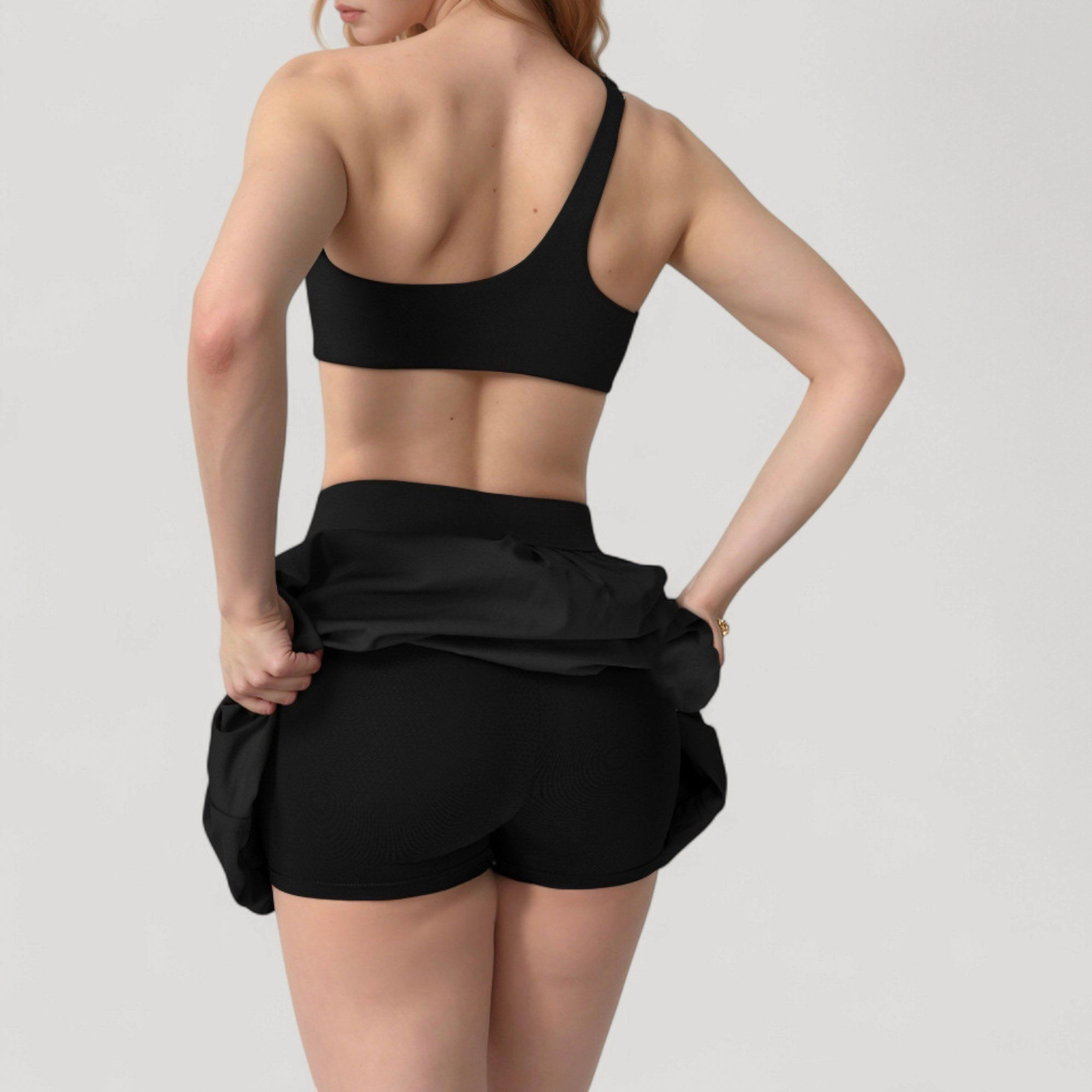 Anna-Kaci Women's High-Waist Pleated Mini Skirt with Wide Waistband and Side Pockets