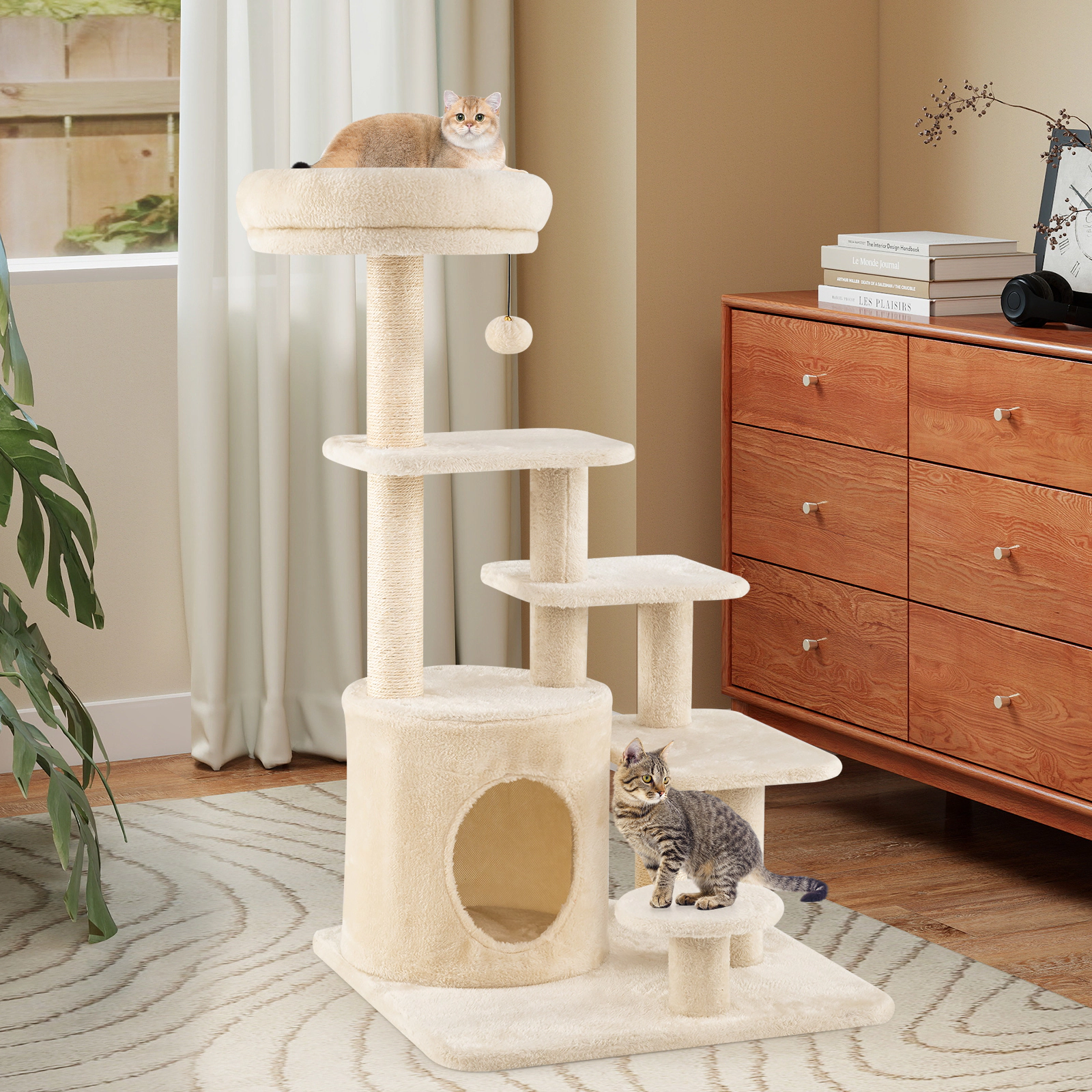 SUGIFT 40 -Level Cat Tower with Condo Padded Perch and Sisal Posts