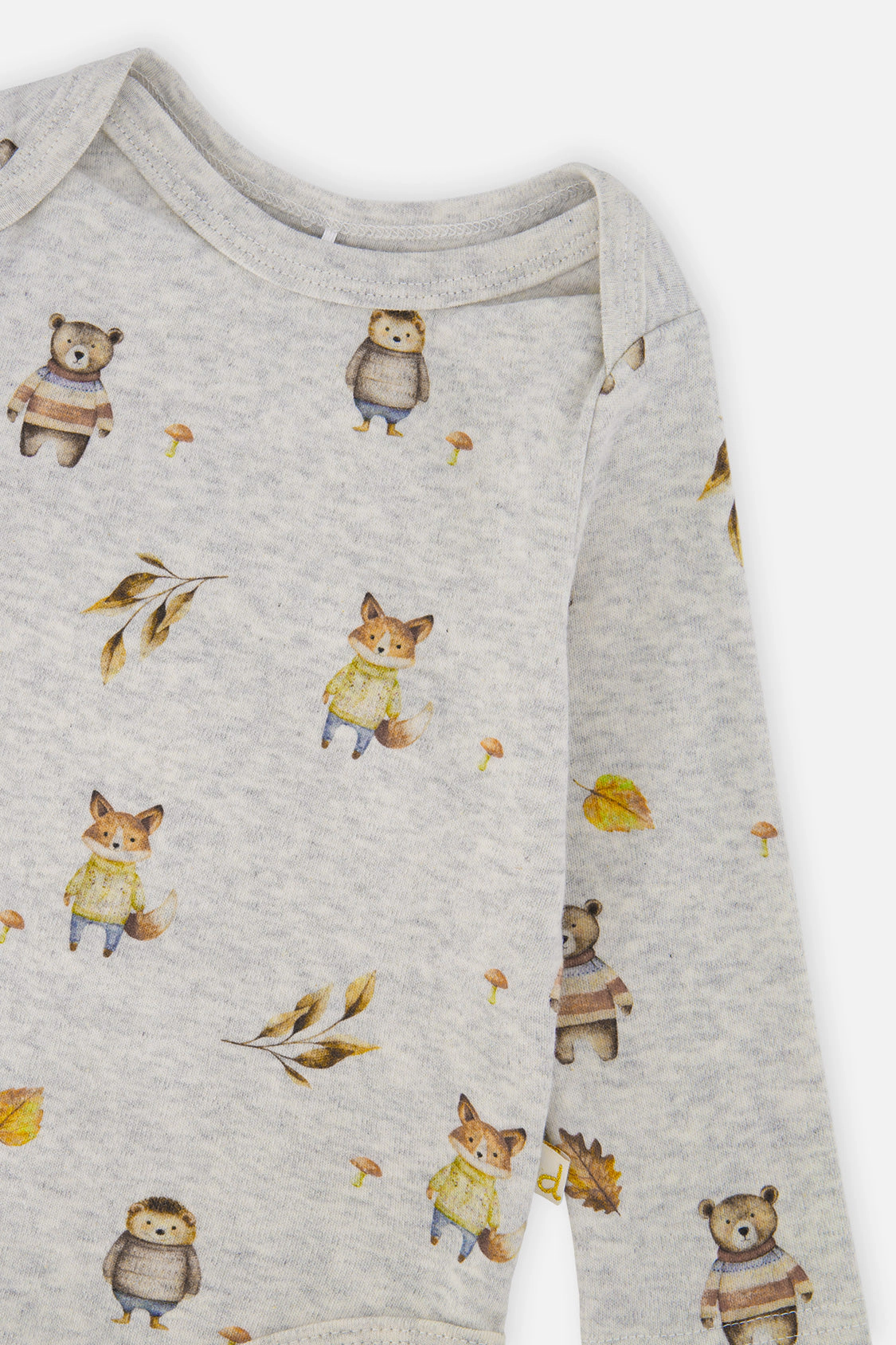 Deux par Boys Organic Cotton Long Sleeve Printed Detail Onesie