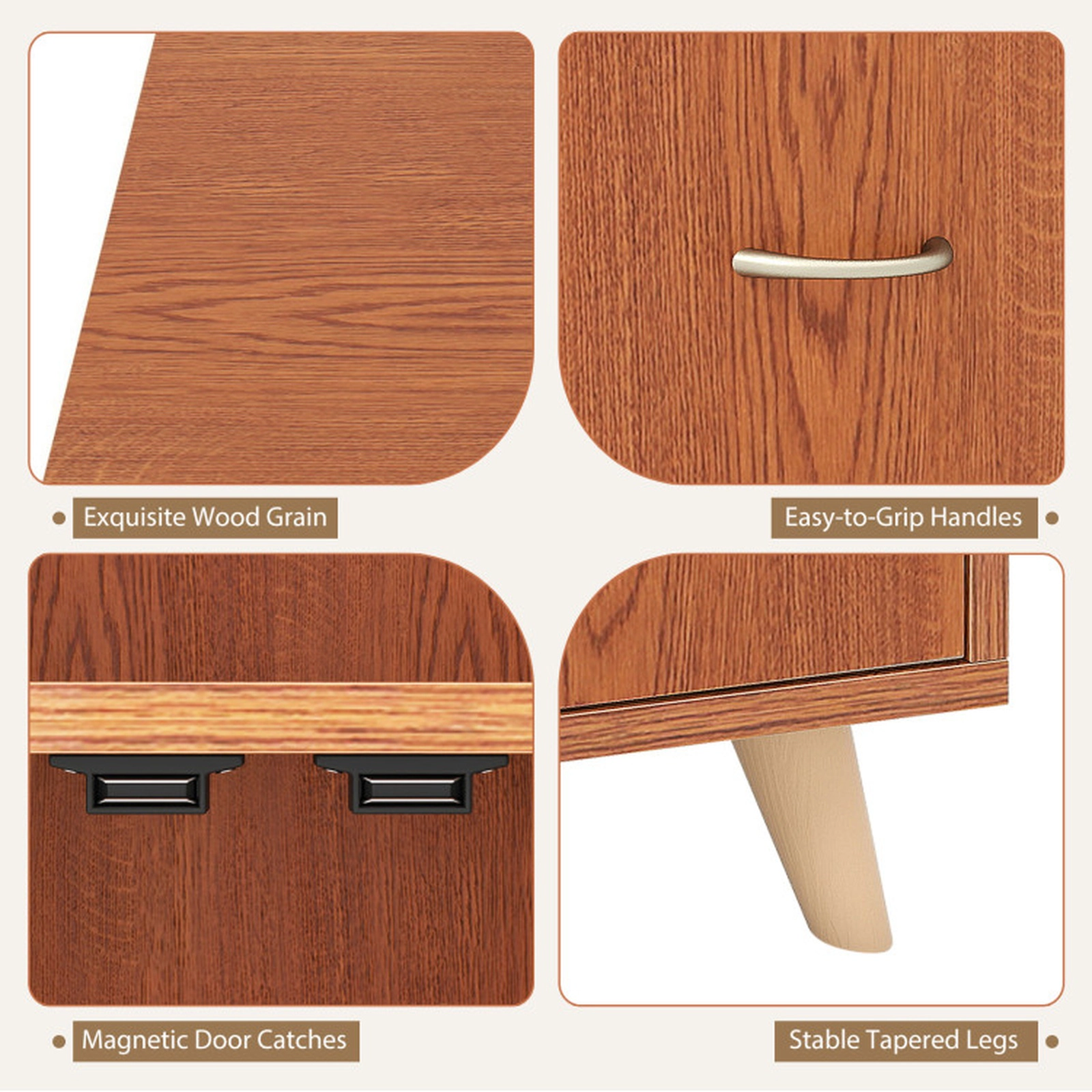 SUGIFT 36-in Sideboard Buffet Cabinet with Open Compartment 330-lb Capacity Brown/Natural
