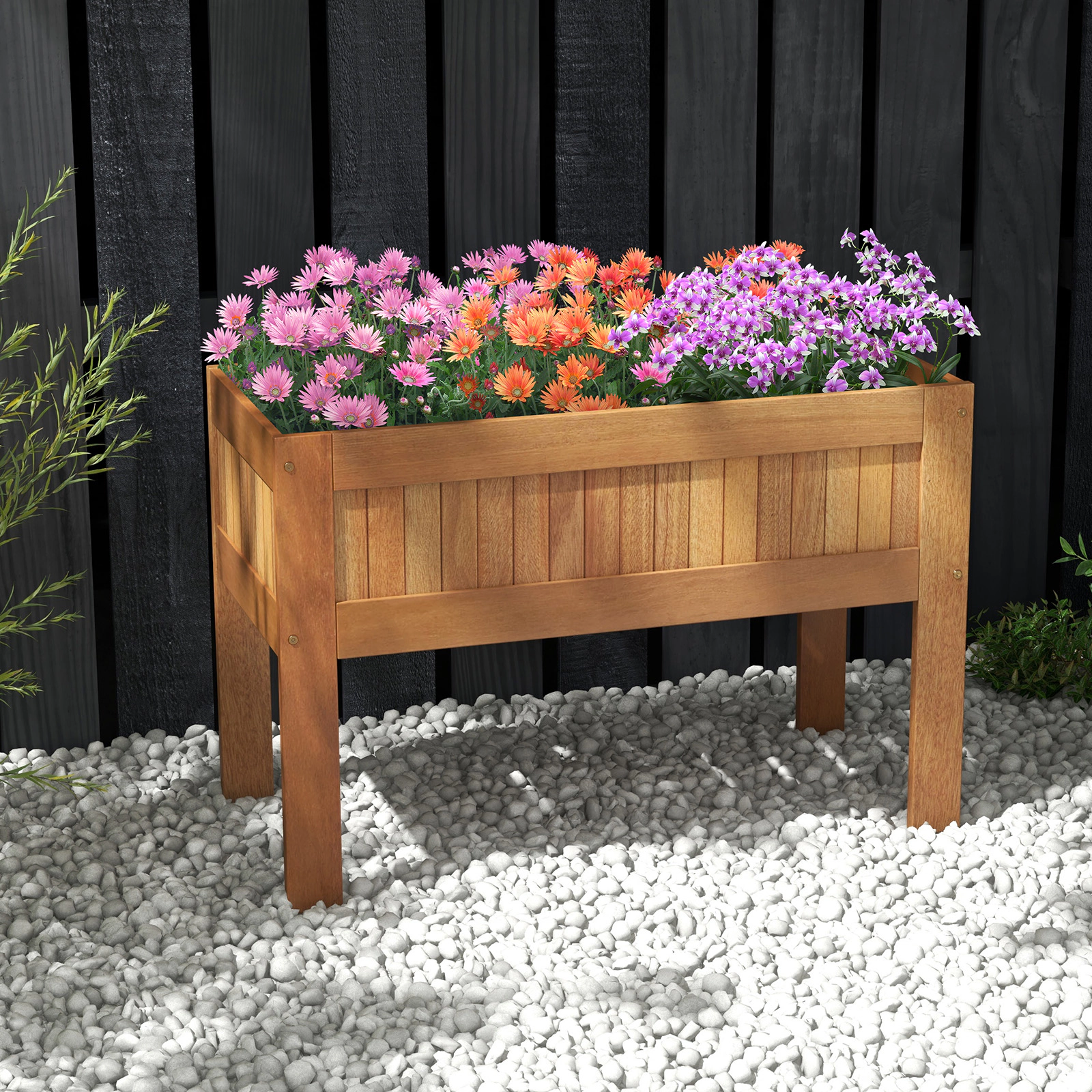 SlickBlue Solid Wood Elevated Garden Bed for Flowers and Vegetables