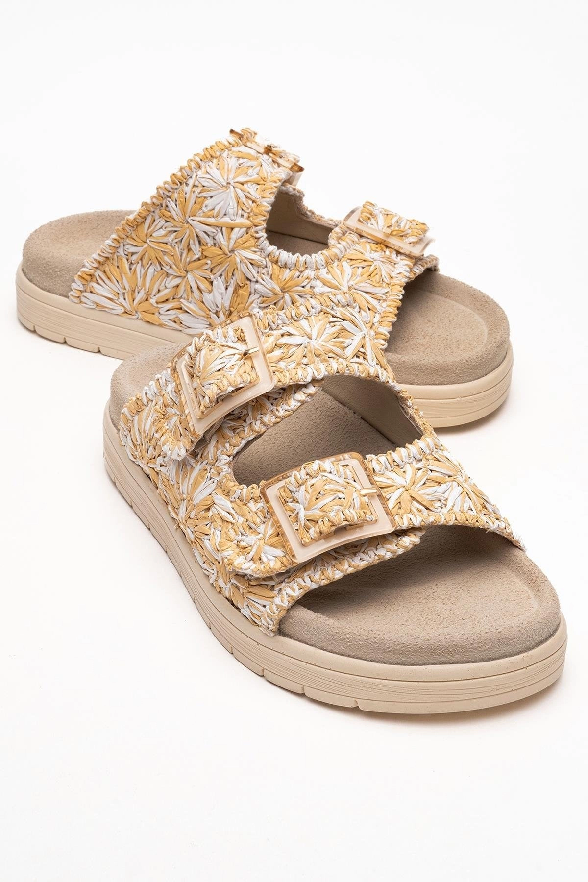 Forever & Always Womens Milana Leather Double‑Strap Sandals