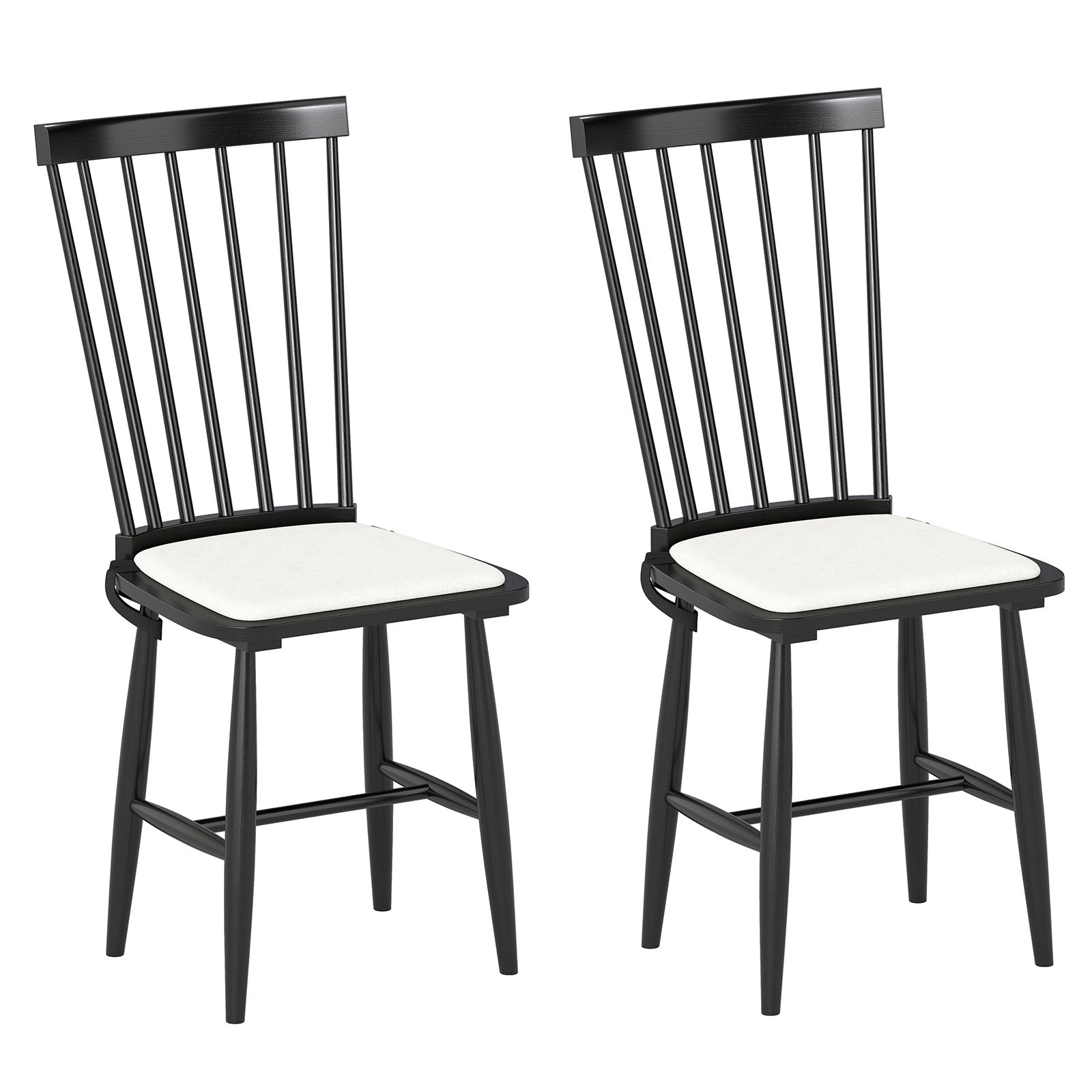SlickBlue Farmhouse Windsor Chairs, Spindle Back, Rubber Wood Frame
