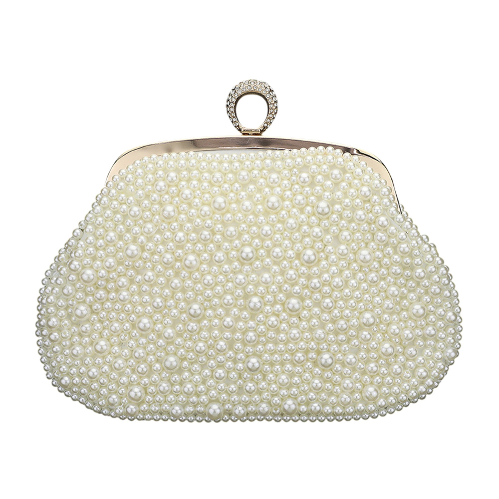 Fashnzfab Pearl Embellished Evening Clutch Bag / Crossbody Bag