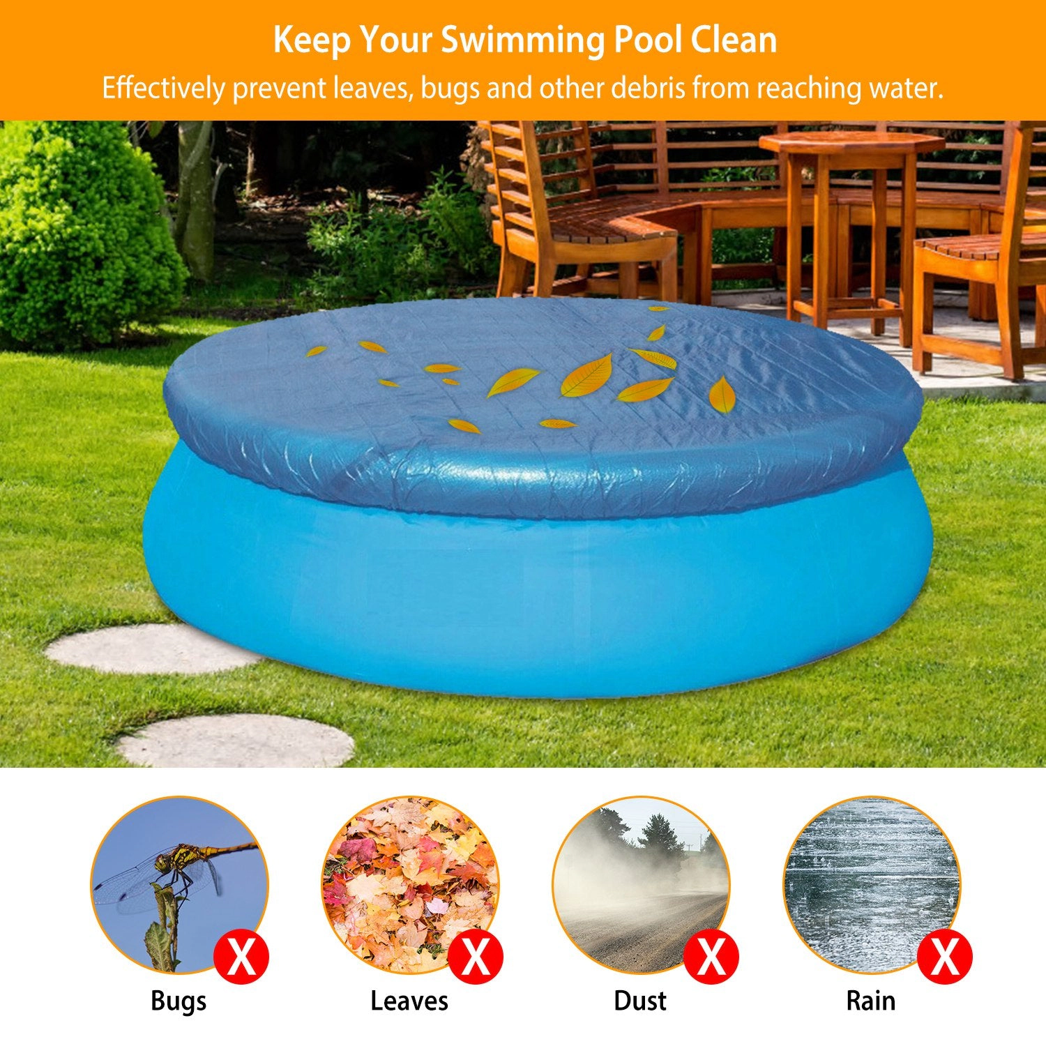 GBruno 8 Ft Round Swimming Pool Cover