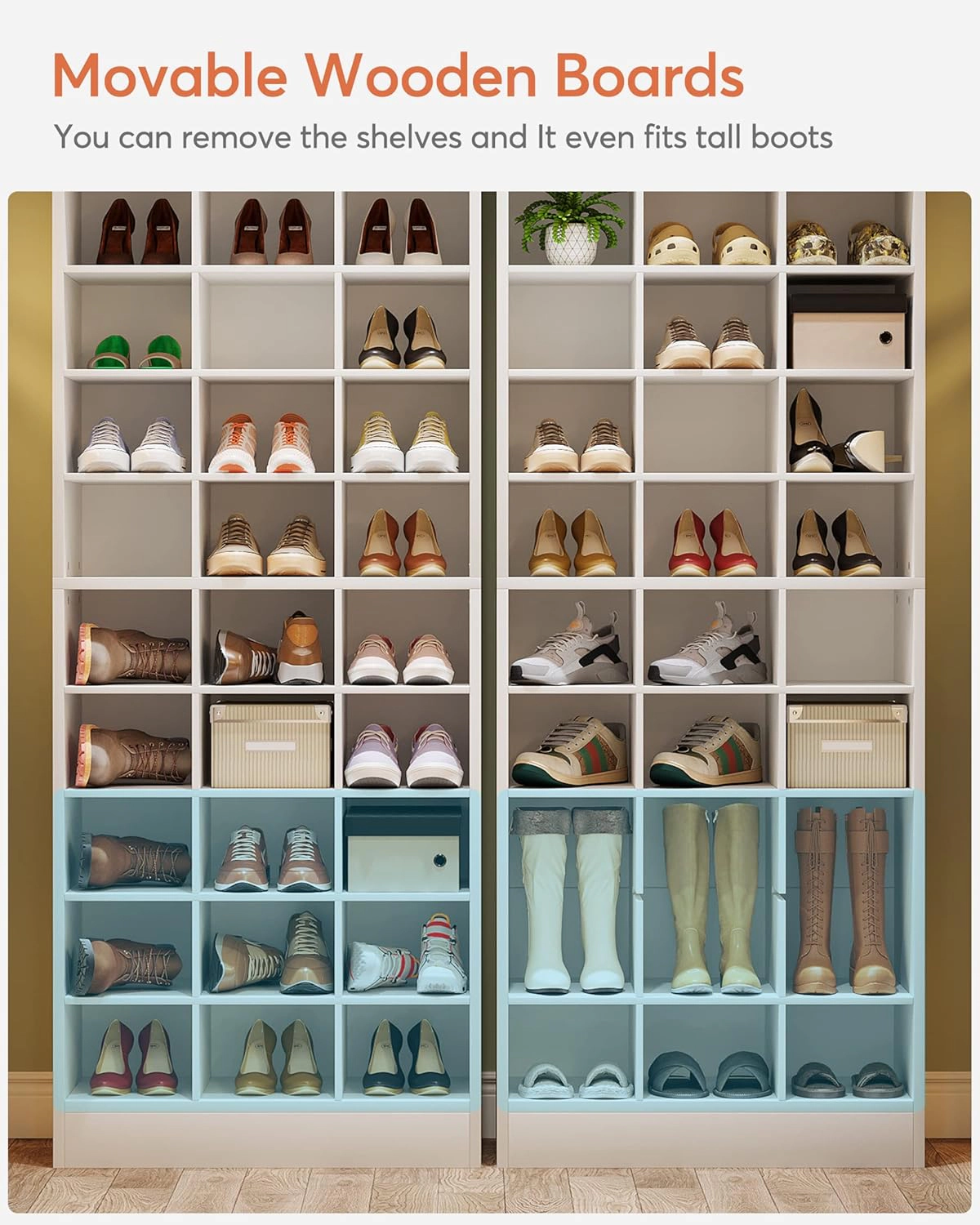 Tribesigns 10-Tier Shoe Cabinet, Wooden Shoe Storage Rack with 30 Cubbies