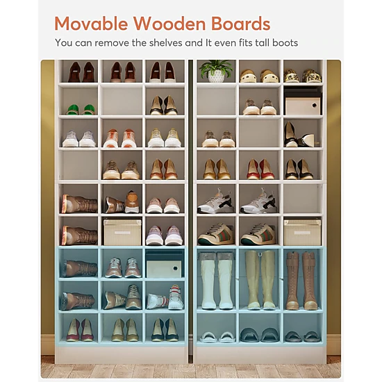 Tribesigns 10-Tier Shoe Cabinet, Wooden Shoe Storage Rack with 30 Cubbies