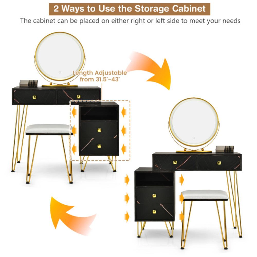 Hivvago Modern Dressing Table With Storage Cabinet
