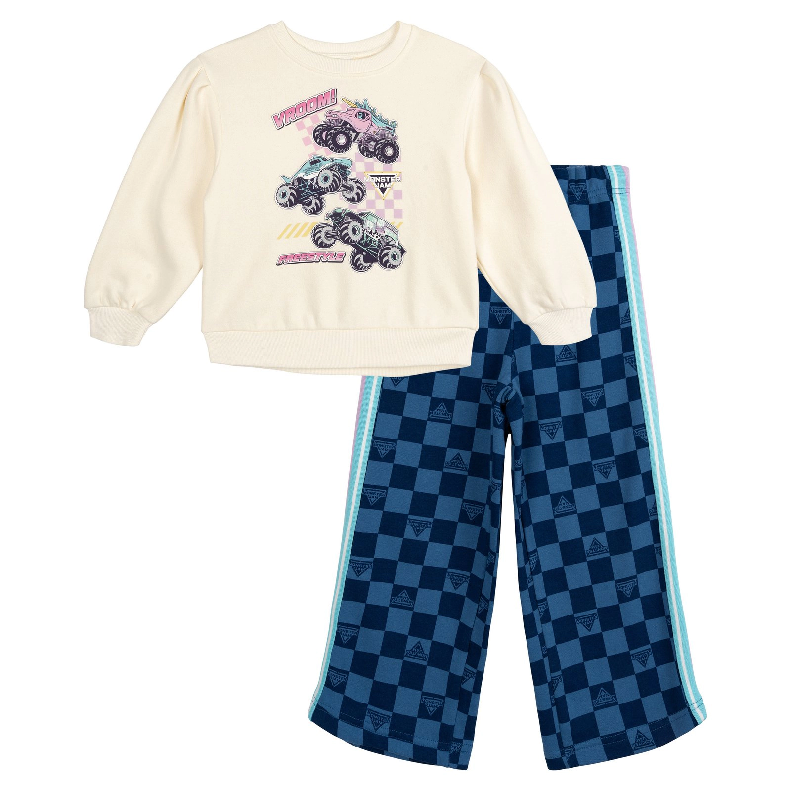 Monster Jam Girls' 2-Piece Fleece Sweatshirt and Pants Set
