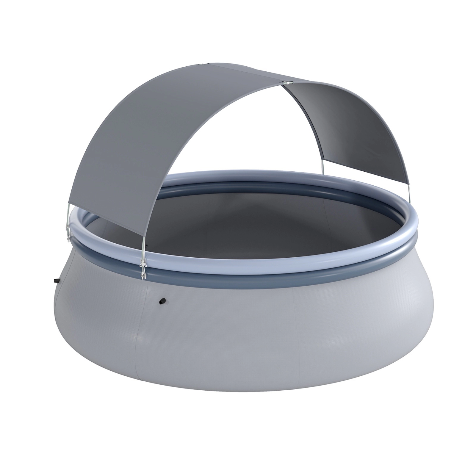 SUGIFT Outdoor Inflatable Pool with Sunshade Canopy M Size 118-in Wide 992-lb Capacity 6-Person Blue + Gray