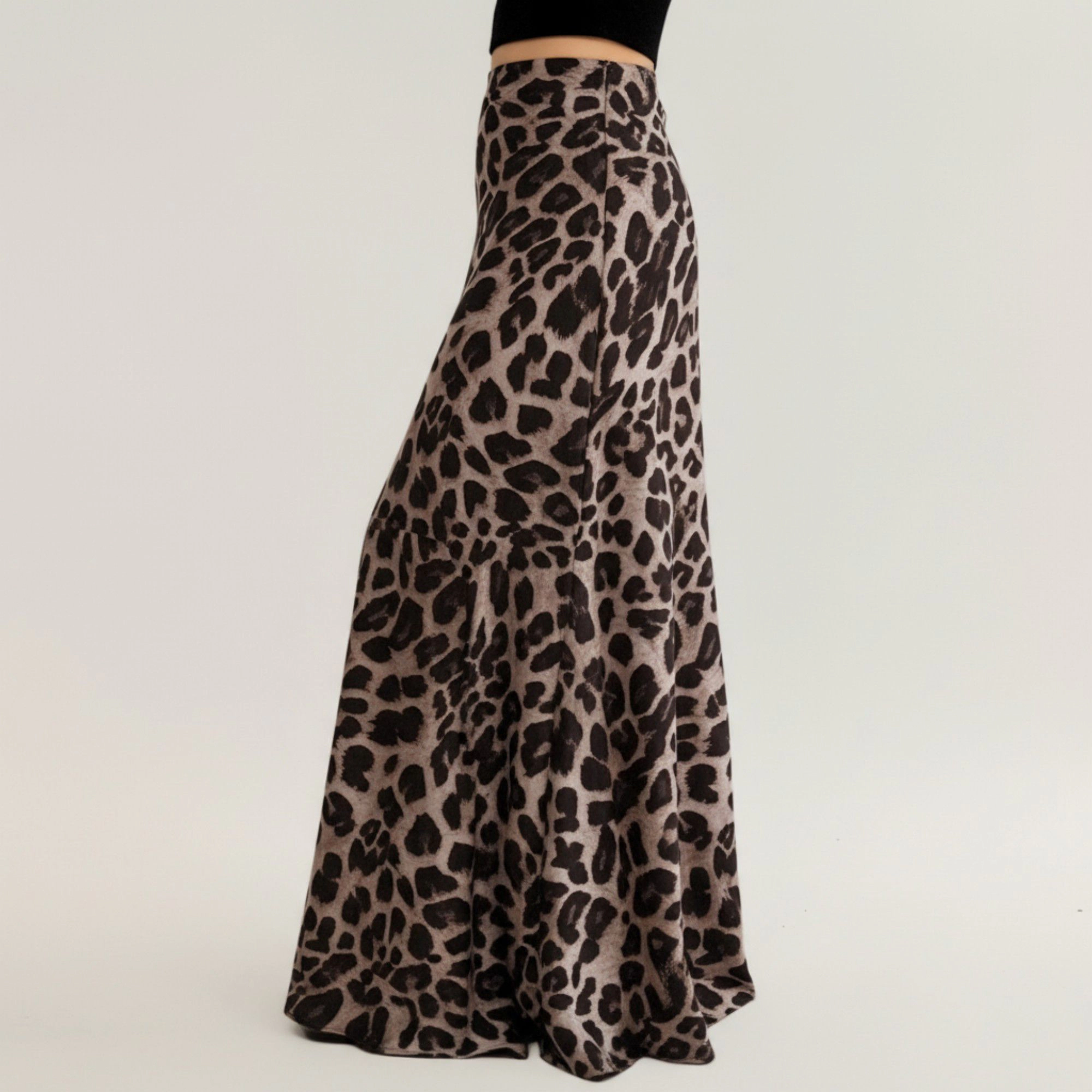 Anna-Kaci Womens Leopard Print Maxi Skirt with Stretch Waist