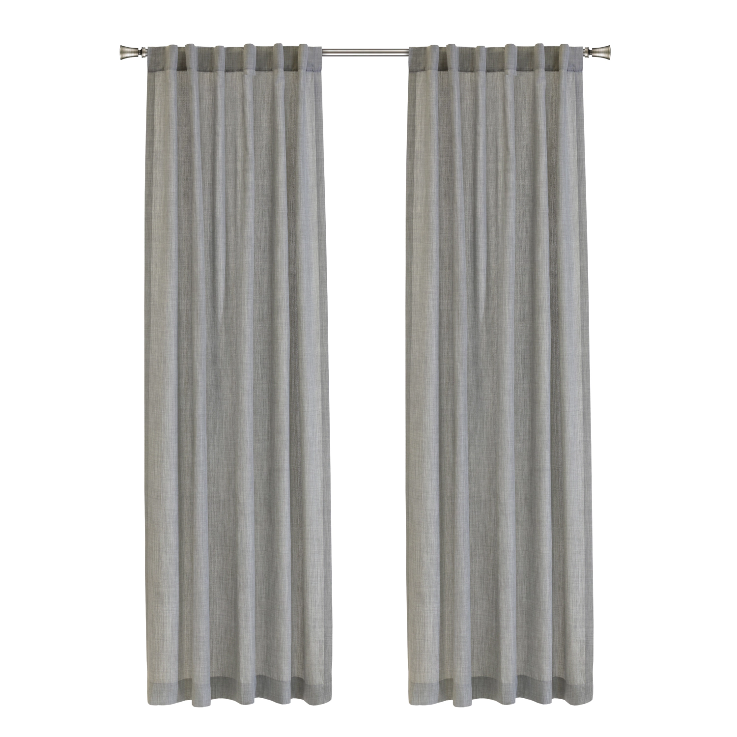 Habitat 100% Polyester Johnstown Light Filtering Faux Linen Textured Dual Header Curtain Panel 52" x 63" Silver