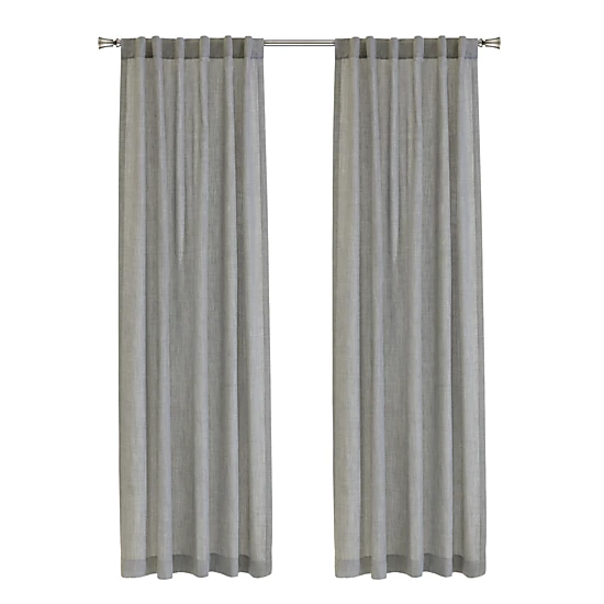 Habitat 100% Polyester Johnstown Light Filtering Faux Linen Textured Dual Header Curtain Panel 52" x 63" Silver