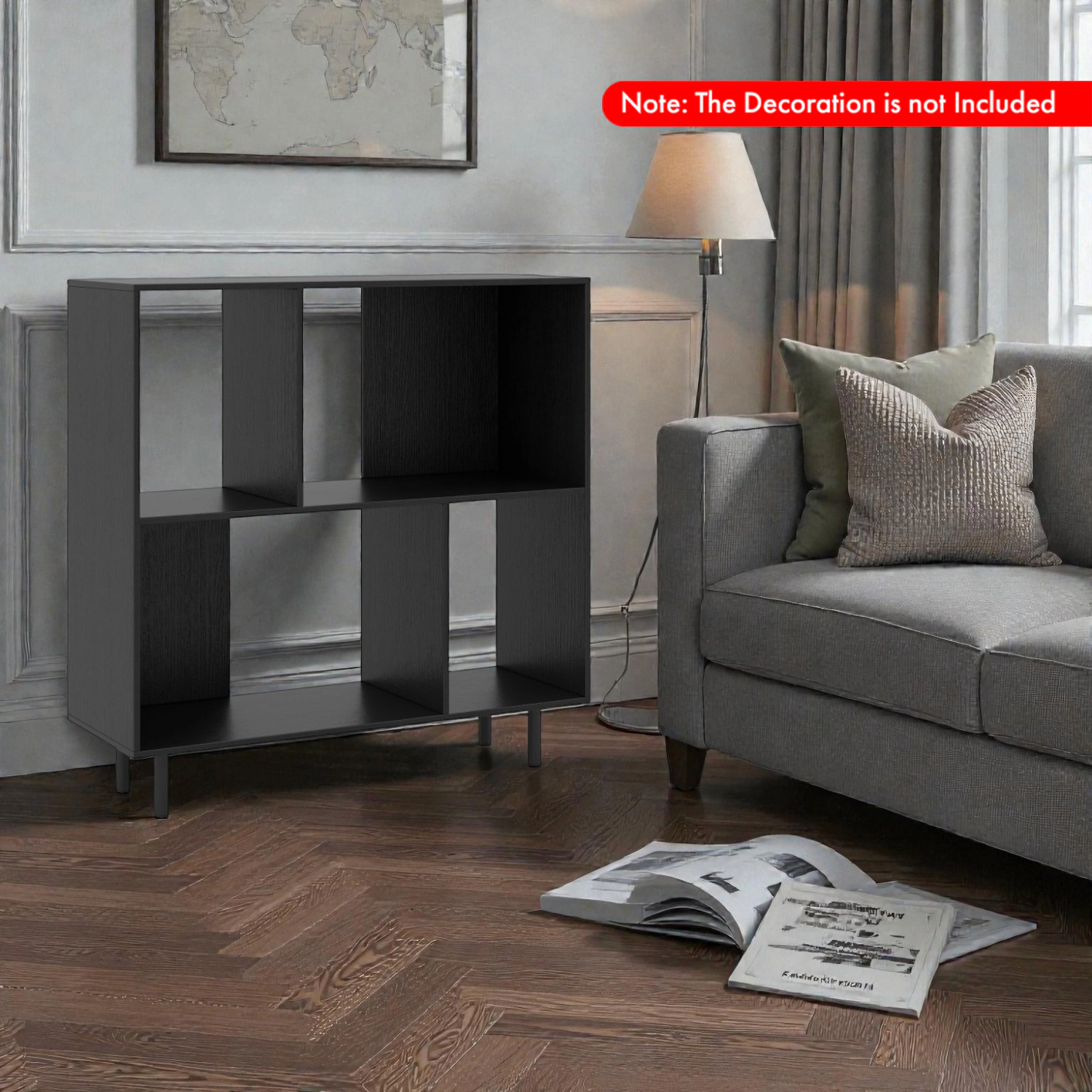 Hivvago Open Bookcase with 4 Spacious Storage Compartments