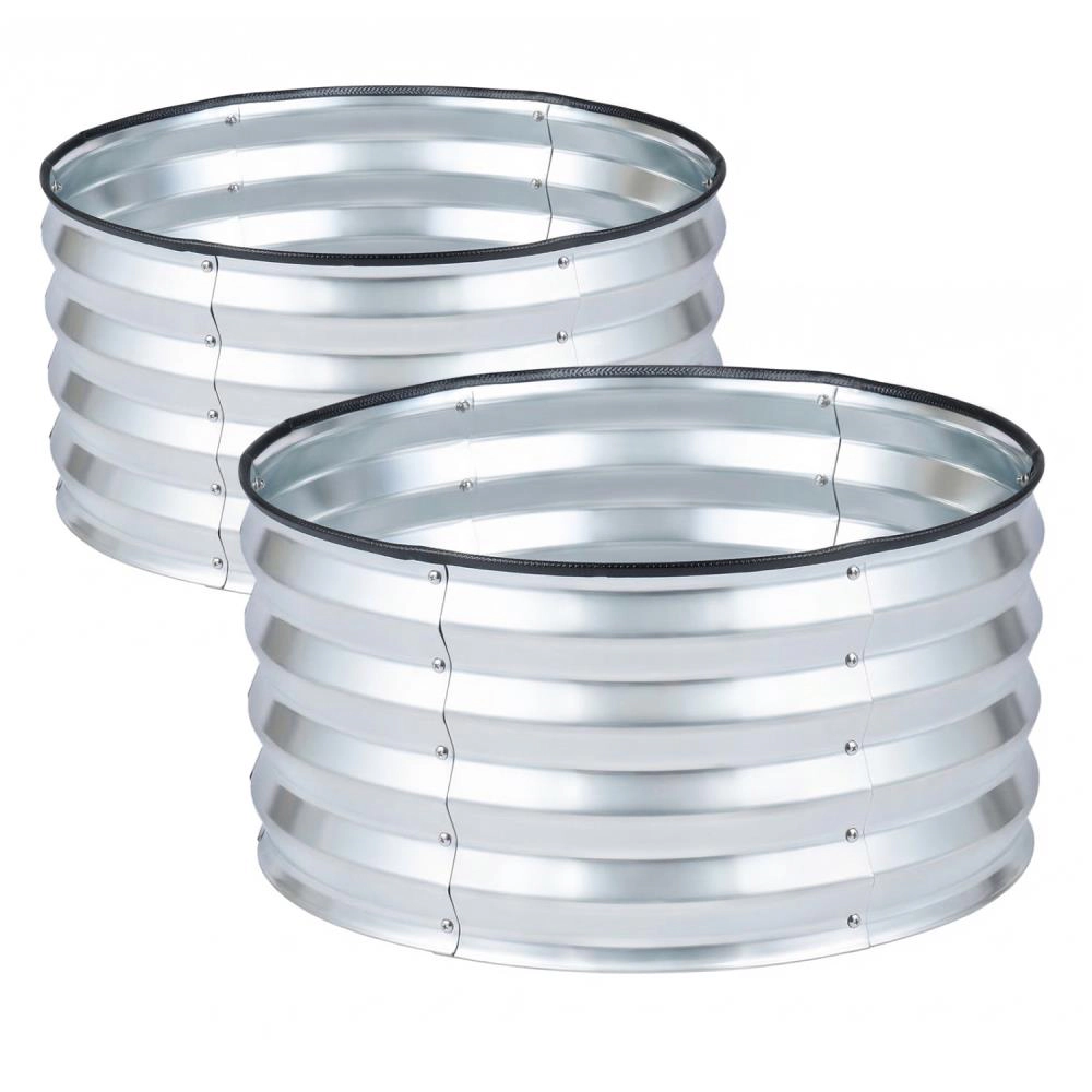 Hivvago 2 Pack Galvanized Raised Garden Bed Kit with Open-Ended Base