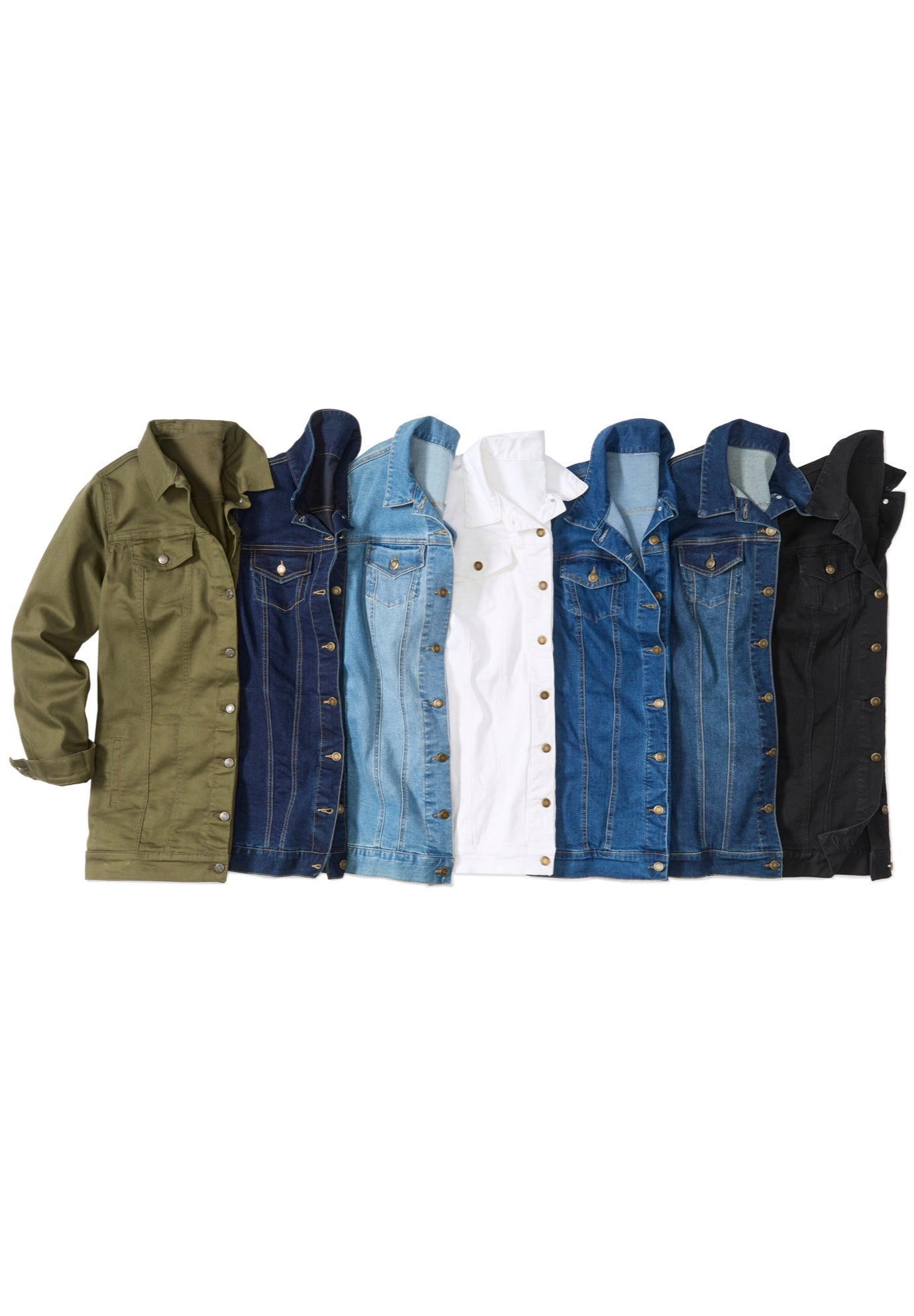 Woman Within Plus Long Stretch Denim Jean Jacket