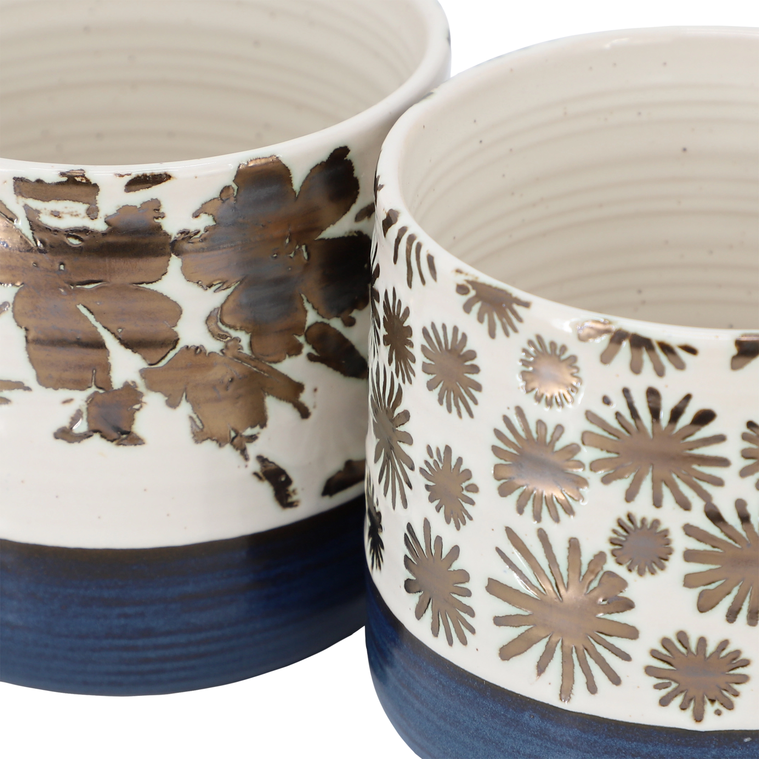 Gibson Home Spruce Garden Assorted 4 Piece 17 Ounce Stoneware Mug Set in Blue