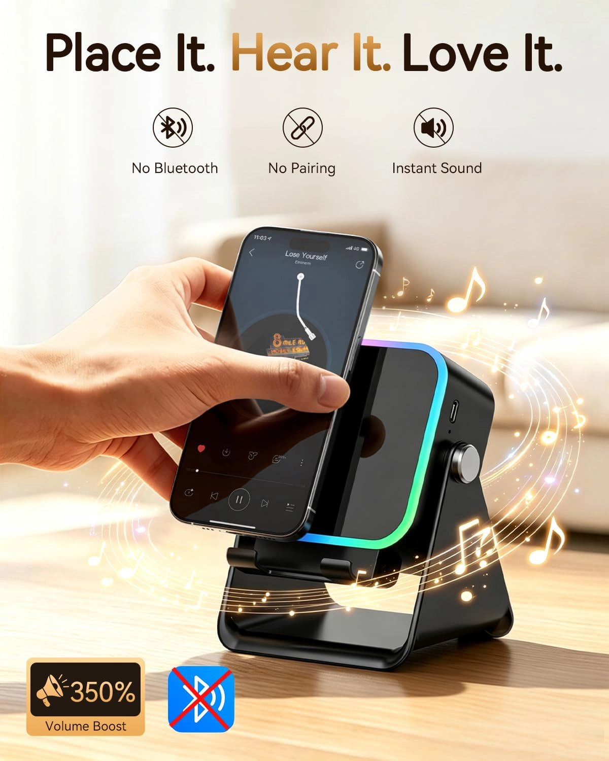 OneLink Gadgets 5-in-1 Wireless Induction Speaker with Phone Stand