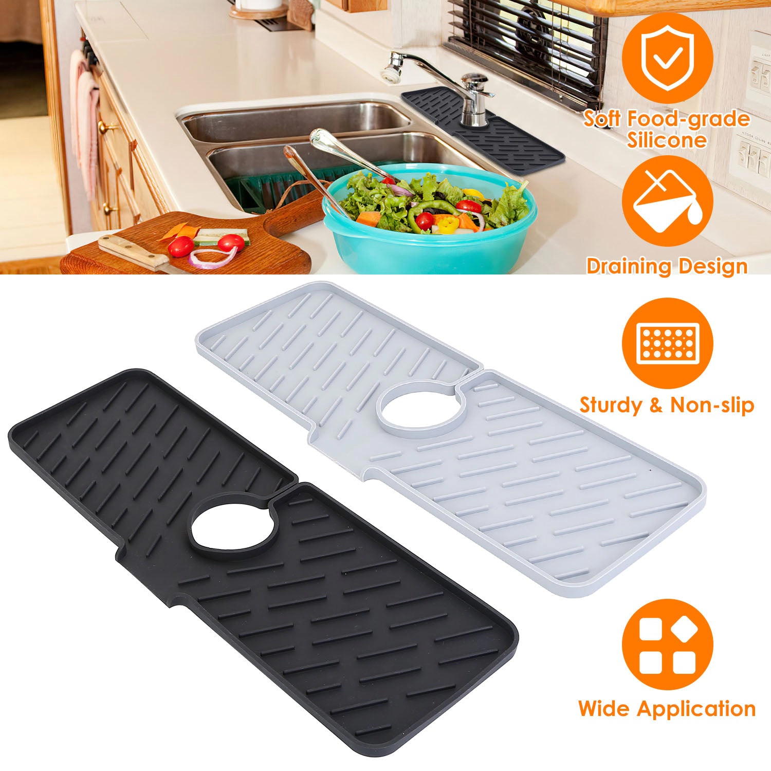 GBruno Silicone Faucet Mat Kitchen Sink Splash Guard