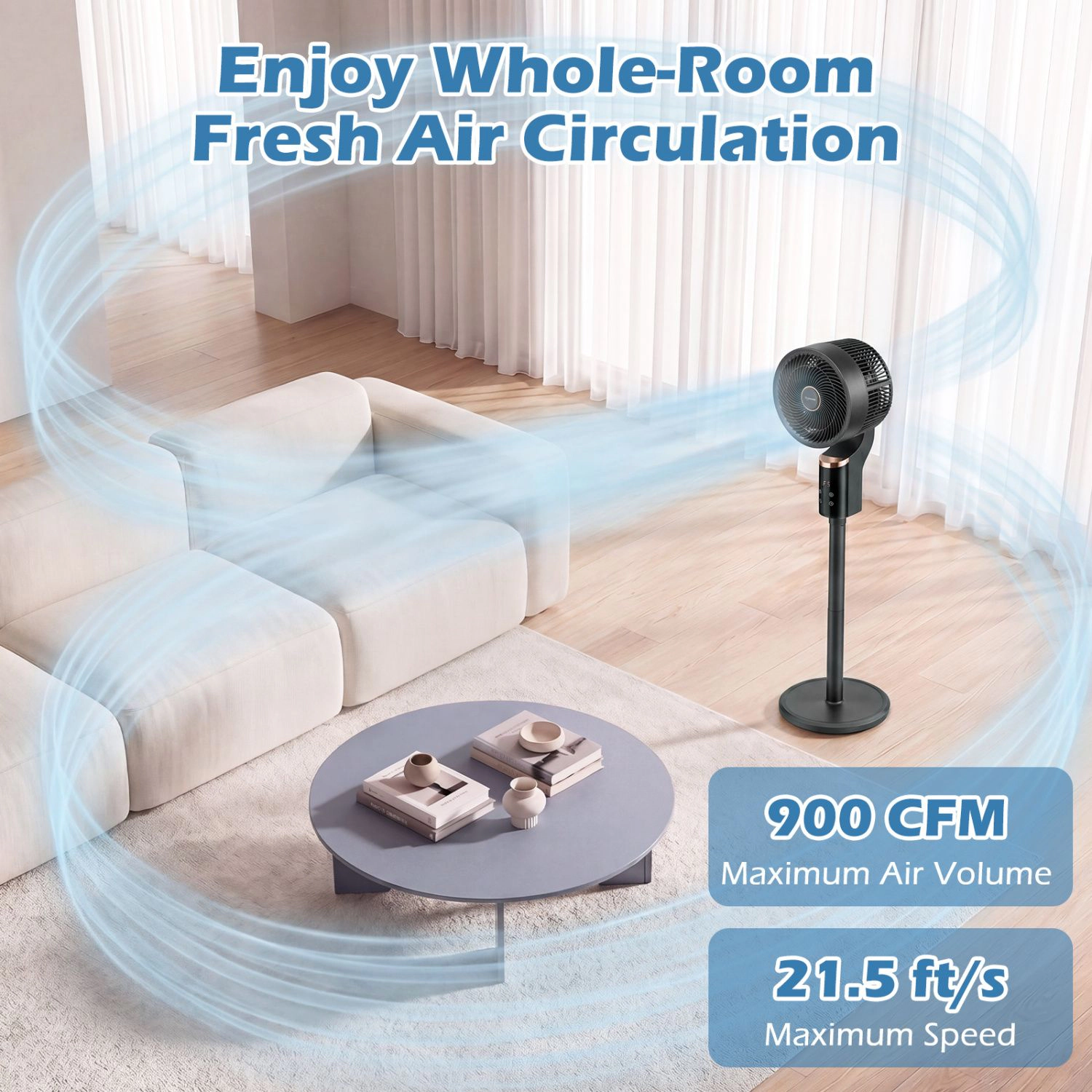 SlickBlue Air Circulator Fan for Bedroom, Office and Living Room with Wide Angle Oscillation