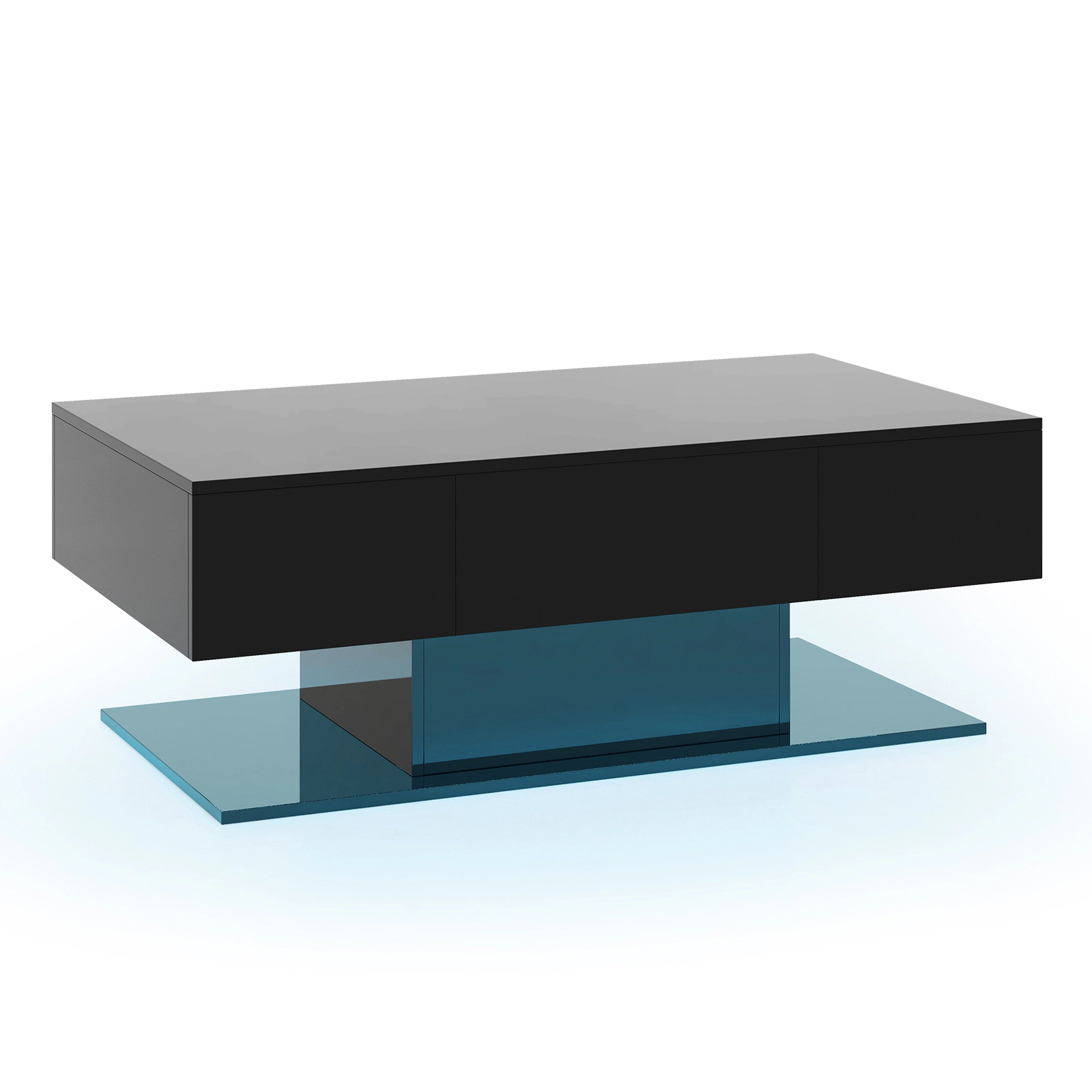 LJG Modern LED Coffee Table with 20 Color Lights and 2 Storage Drawers