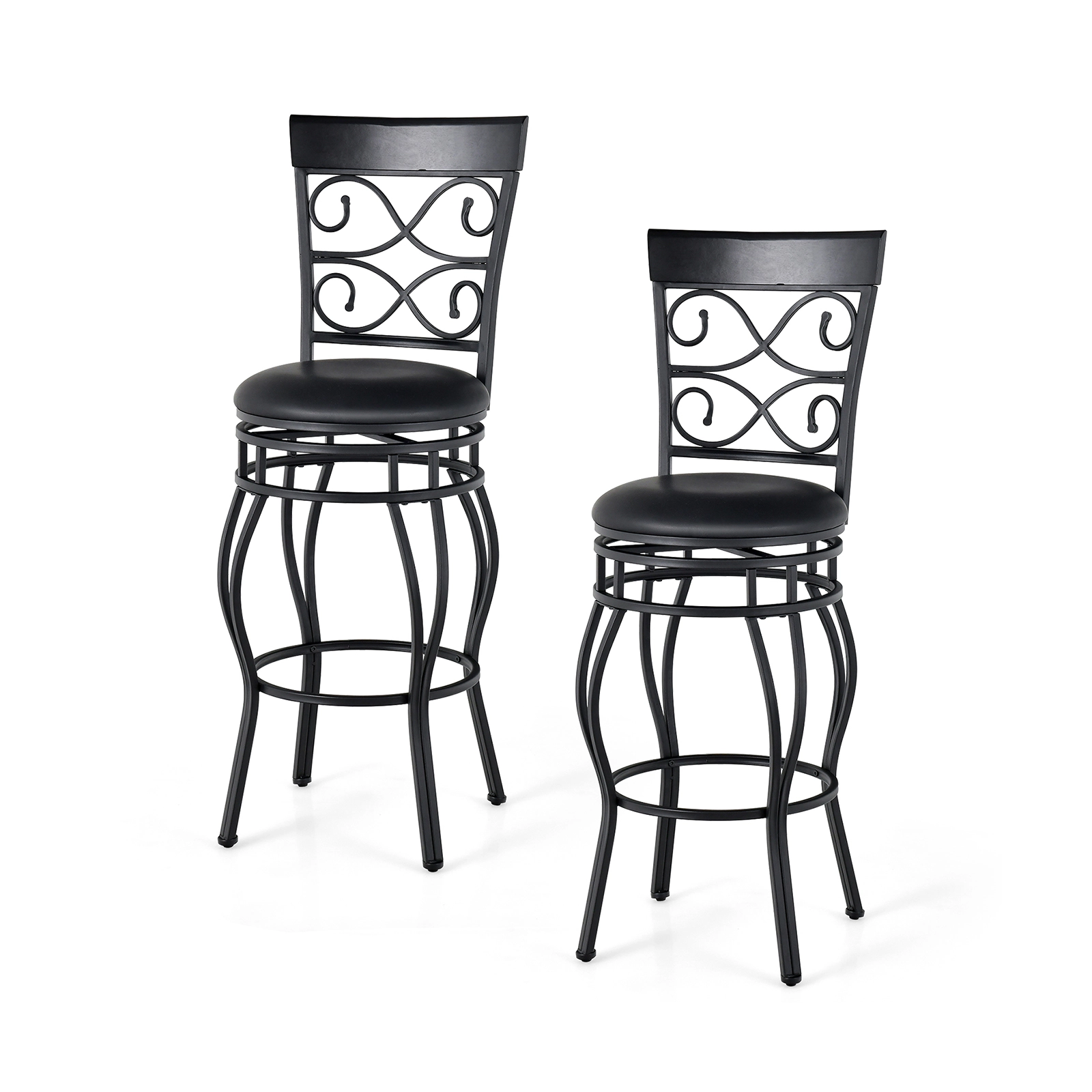Glintex 2-Piece 30-Inch Swivel Bar Stool Set with Wide Padded Backrest