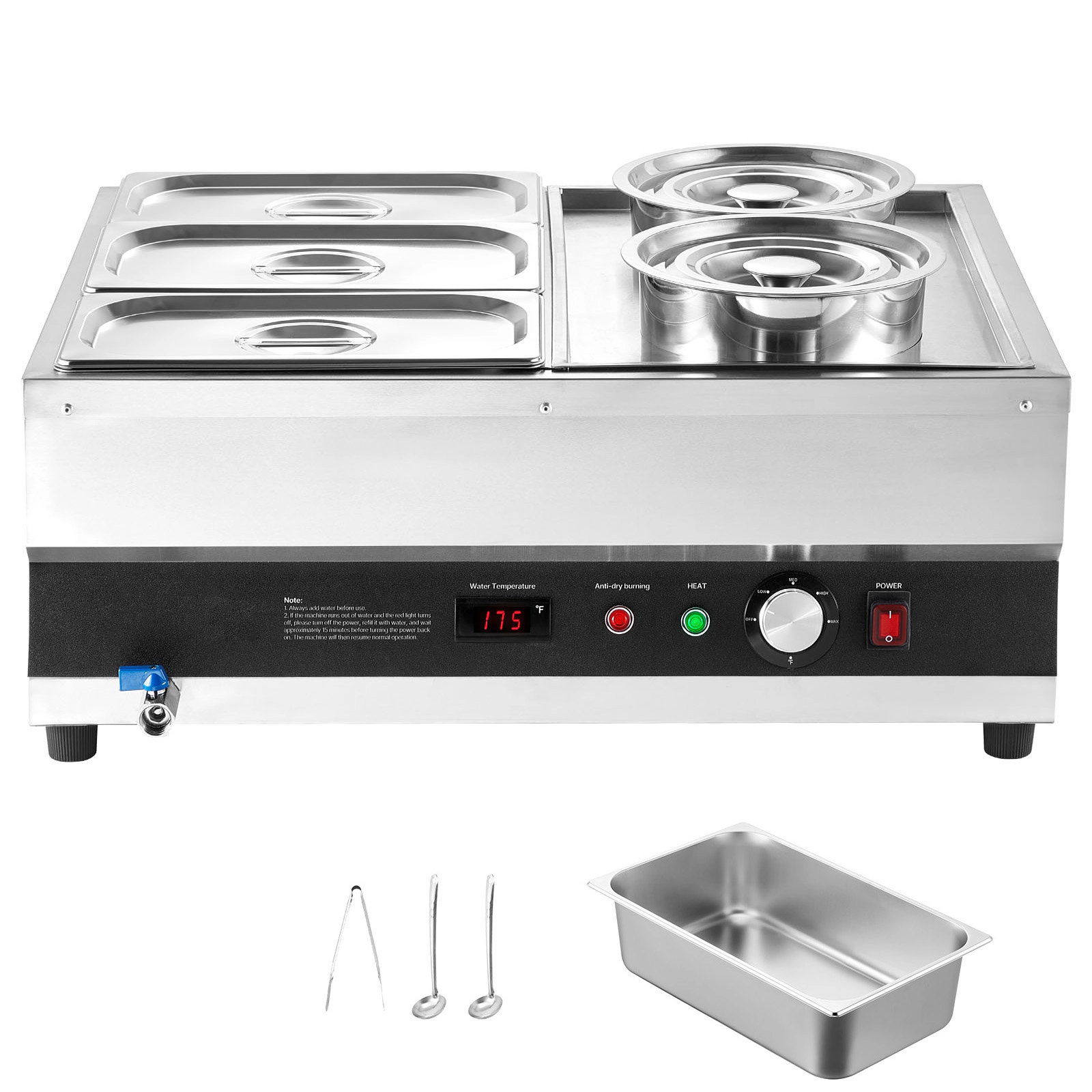 HONGGE Electric Soup Warmer Stainless Steel with Adjustable Commercial with Soup Station for Restaurant