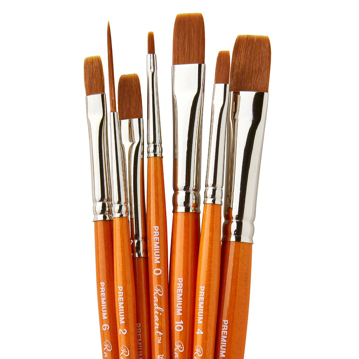 KINGART Radiant 6300 Flat Golden Synthetic Brush Set - 7 pc
