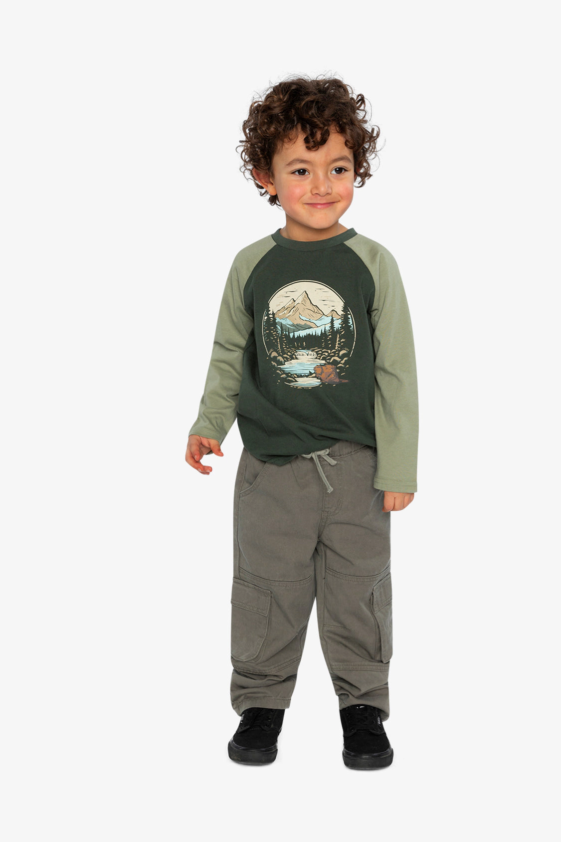 Deux par Boys Raglan T-Shirt with Nature Graphic