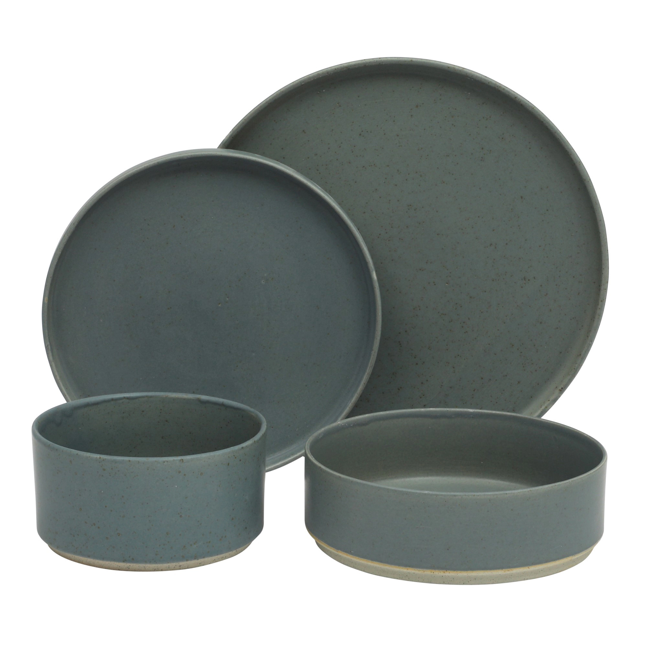 Gibson Elite Tatum 16 Piece Round Ceramic Dinnerware Set in Matte Blue