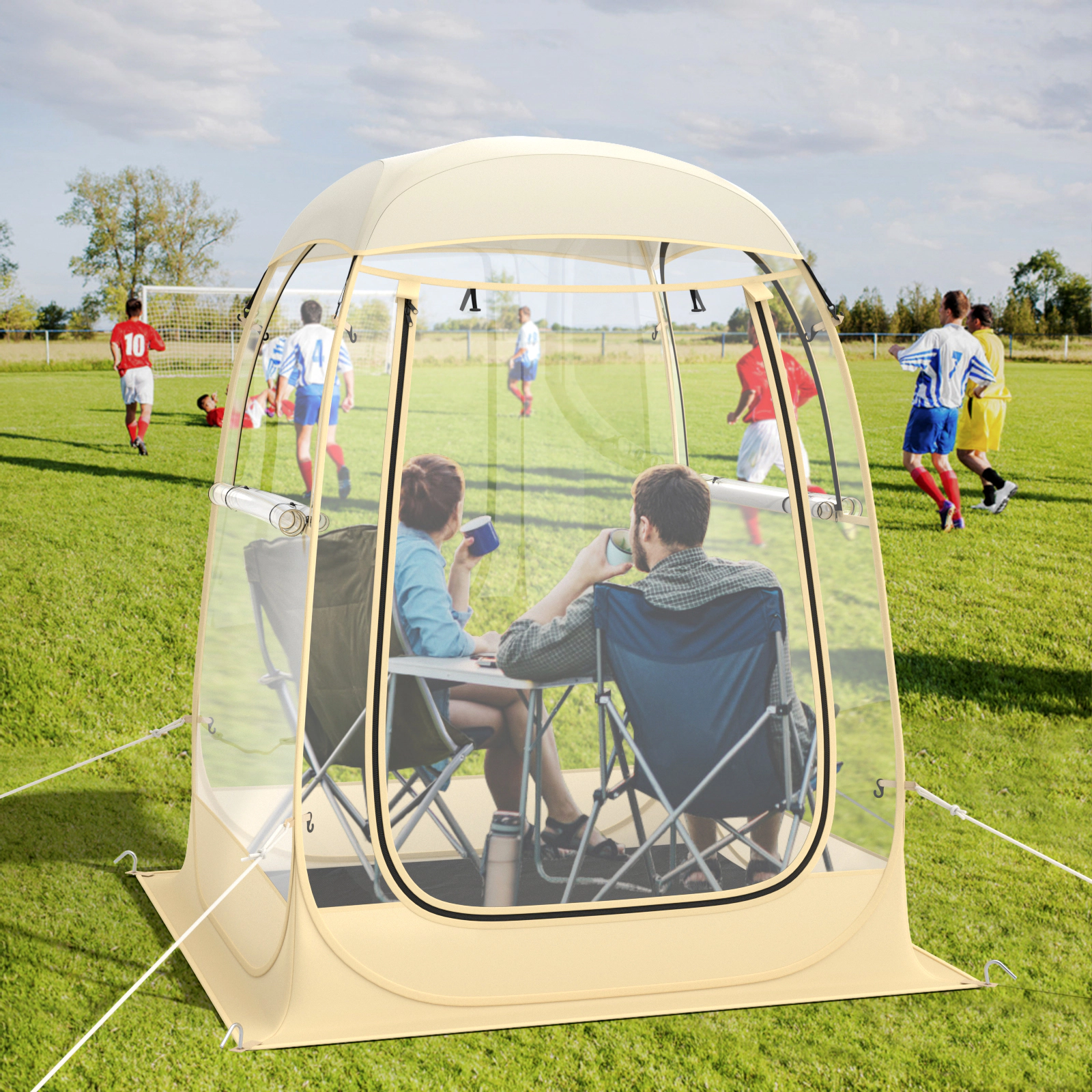 SUGIFT Transparent 4.2-ft Instant Pop-Up Sports Tent with Detachable Rainfly Floor Mat and Carrying Bag