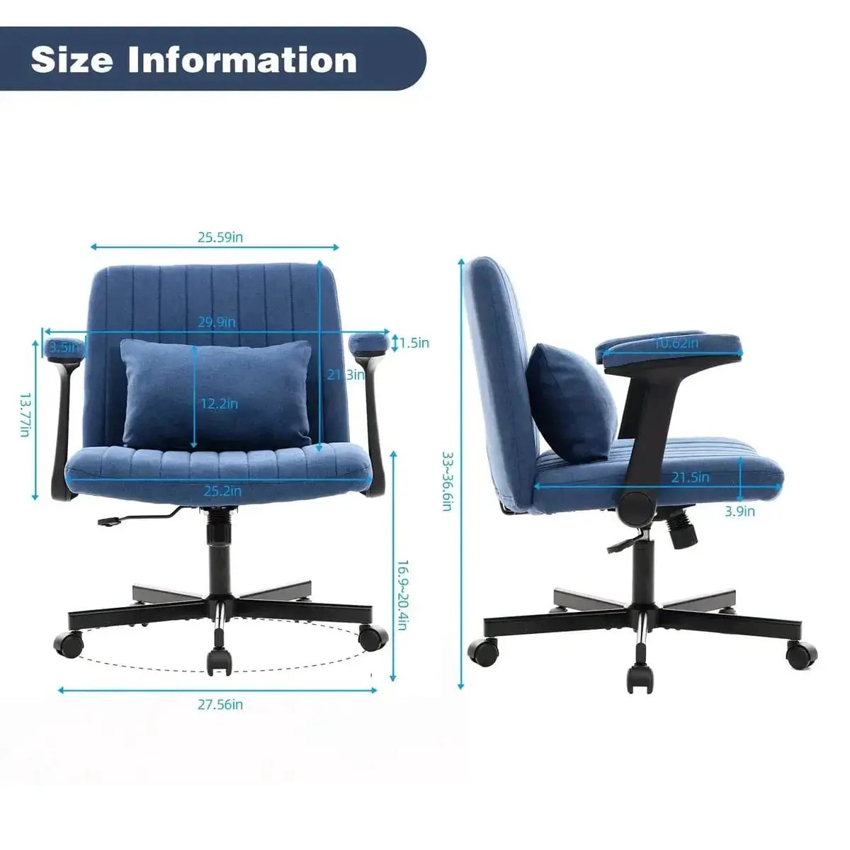 Platinum-Level Office Chairs Blue Velvet Office Chair with Armrests & Memory Foam