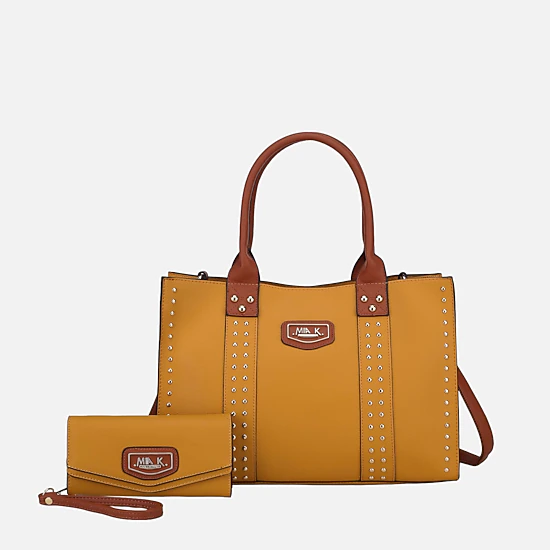 新品未開封　Casa & Premium 本 + バッグ Mia K Collection Davina Colorblock Pebbled Vegan Leather Tote with